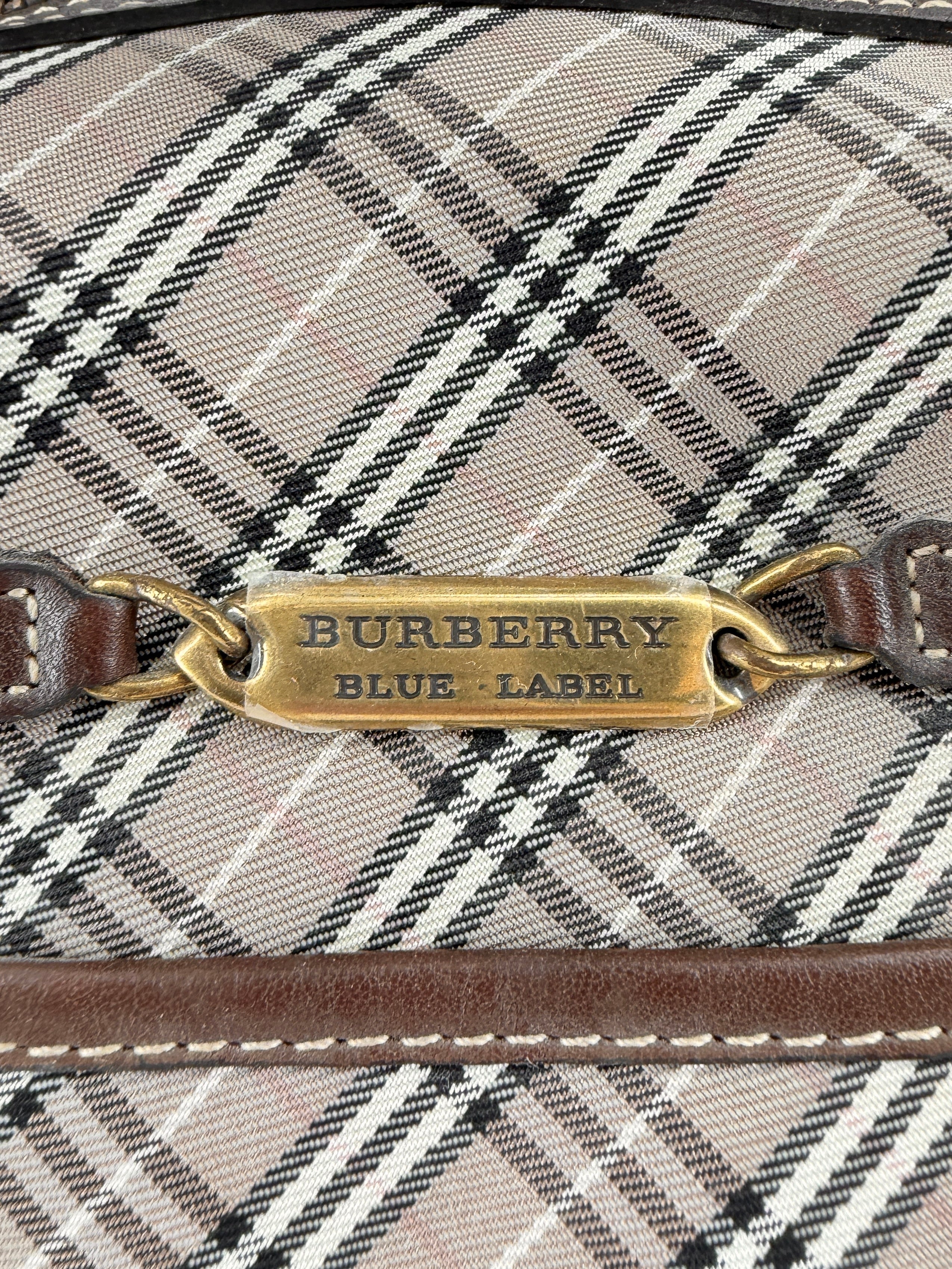 Burberry Blue Label brown plaid boston bag