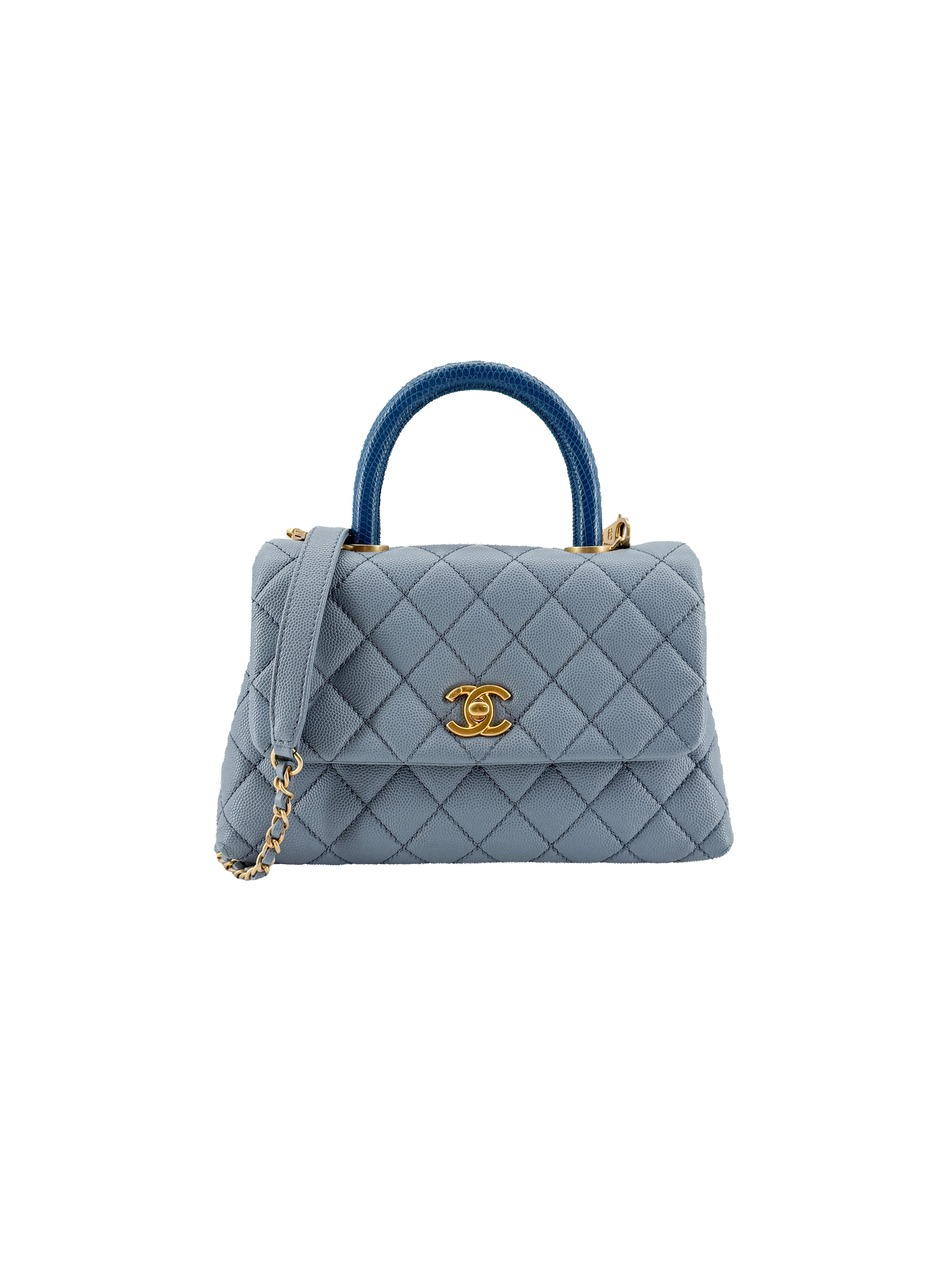 Chanel blue small Coco handle with lizard 27531214