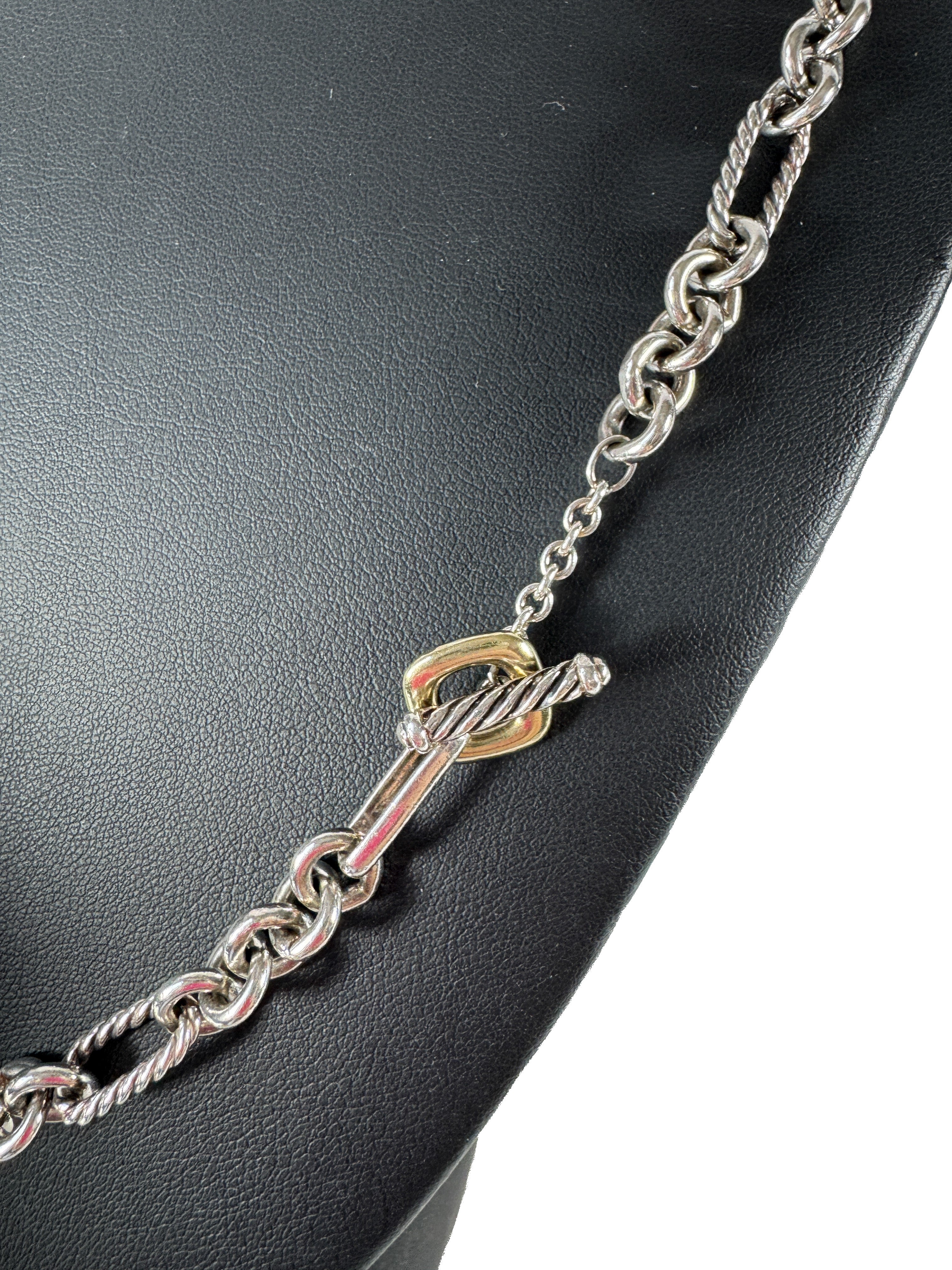 David Yurman sterling silver, yellow gold 32" figaro chain necklace
