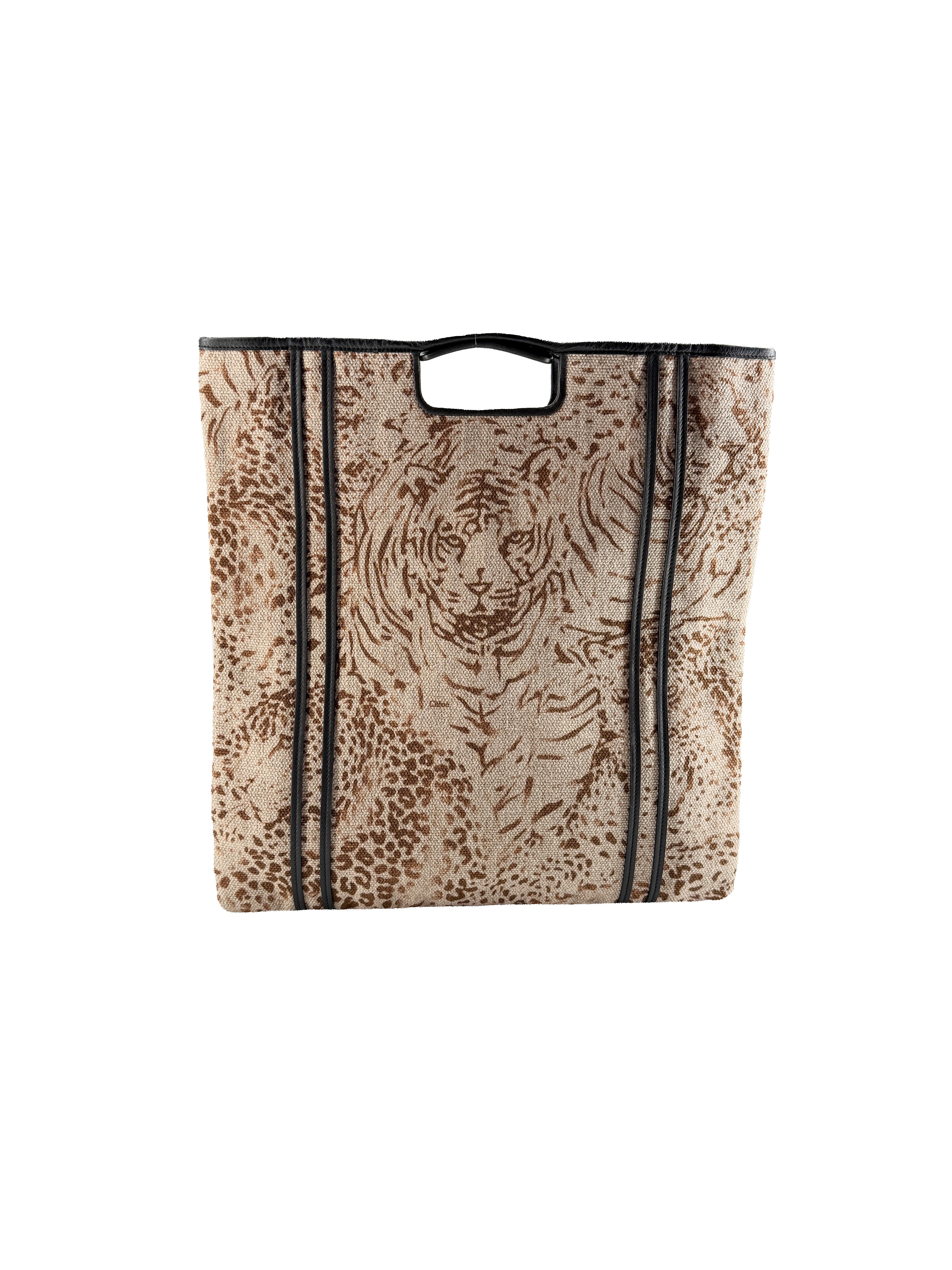 Chloe Vick Medium Tiger & Leopard Print Canvas Tote Bag 01-11-50