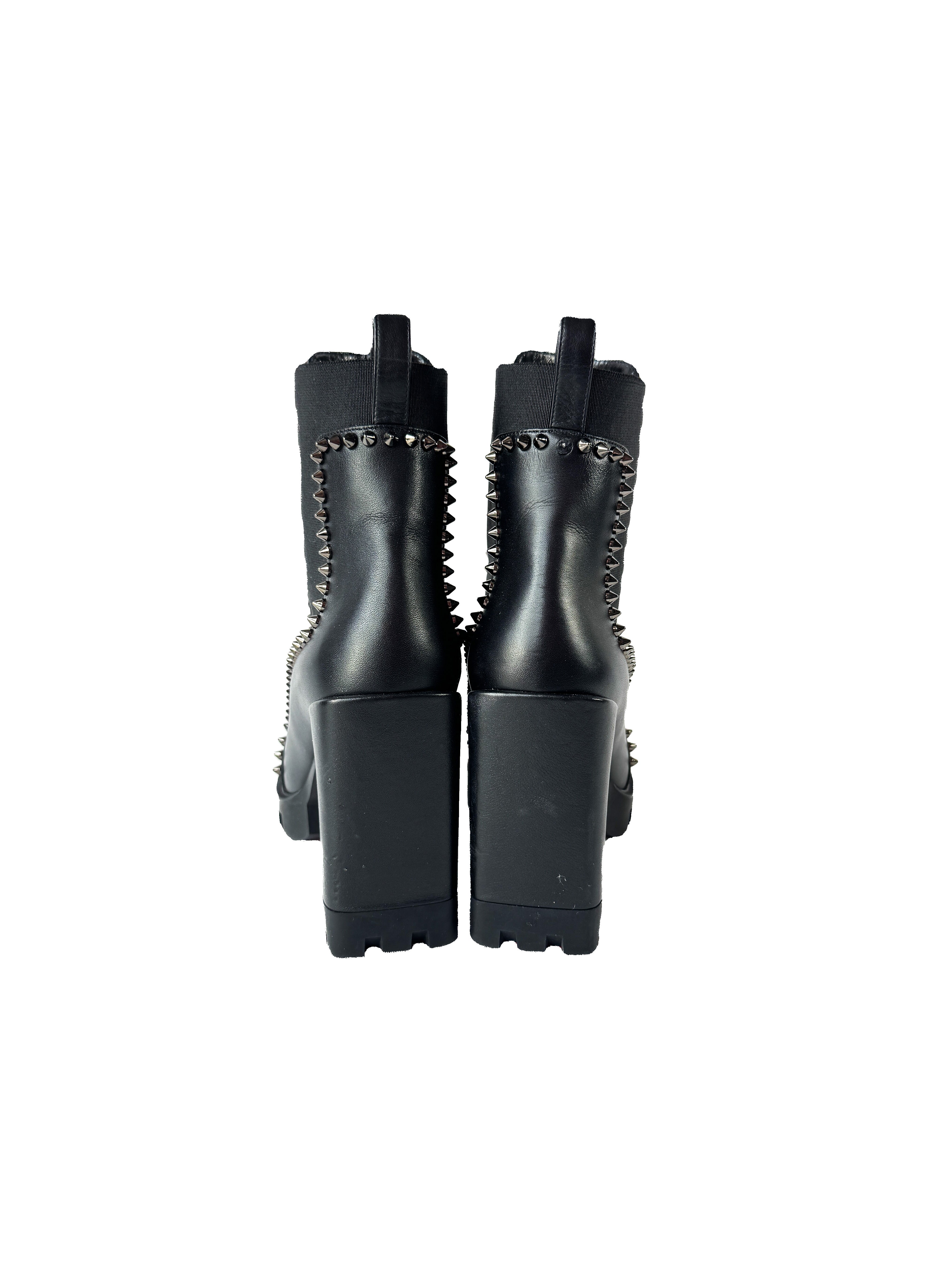 Christian Louboutin black out line spike lug 100 boots size 38.5 BOX