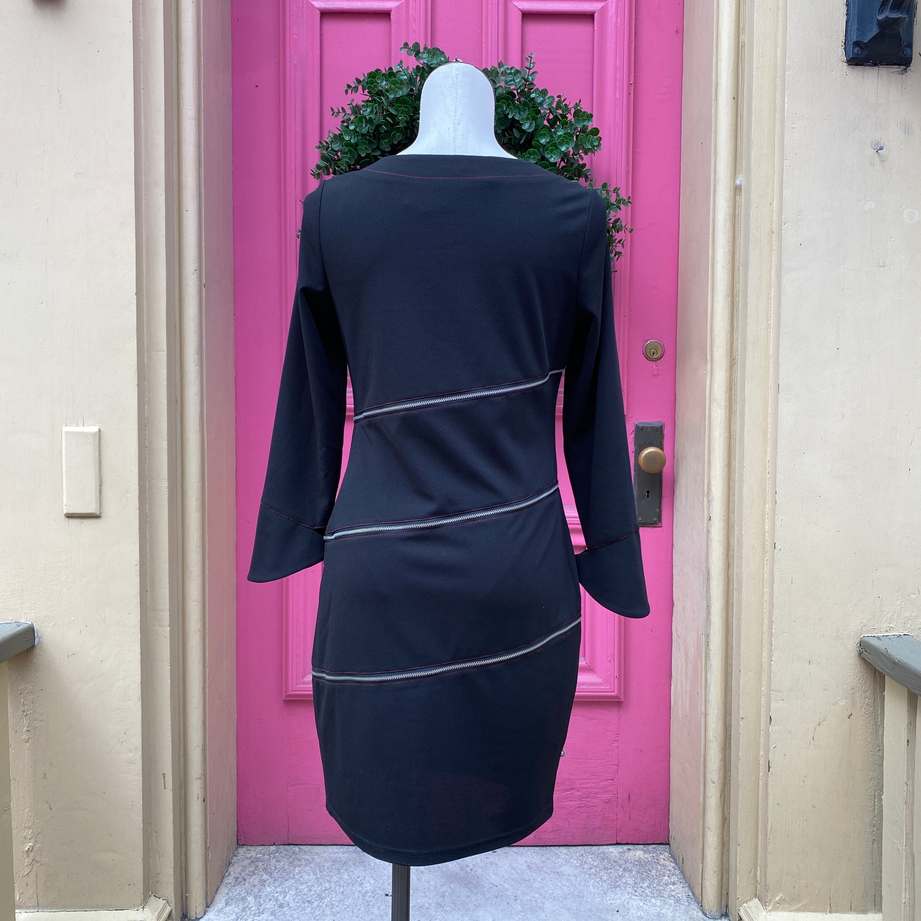 Samuel Dong black long sleeve zipper dress size XS