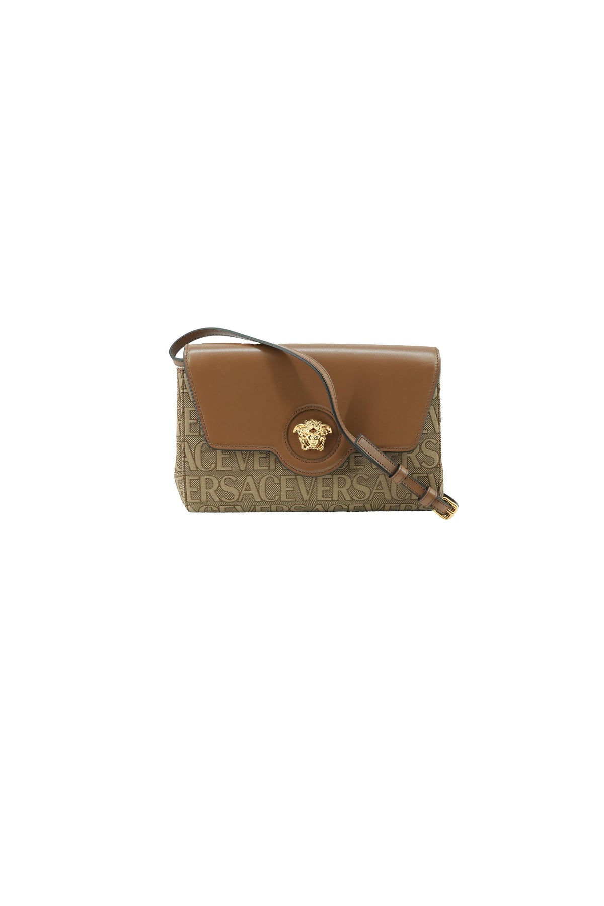 Versace brown La Medusa canvas leather crossbody NWT