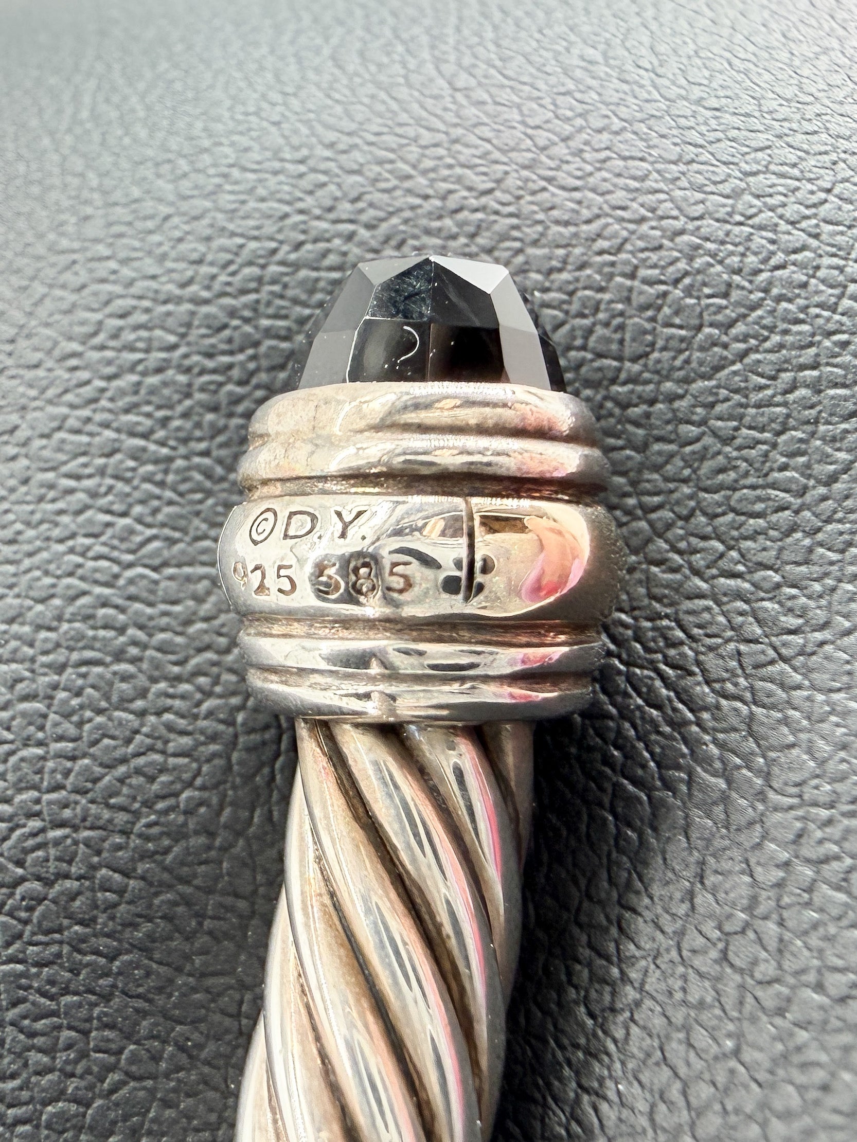 David Yurman sterling silver, gold black onyx 4MM cable classic bracelet