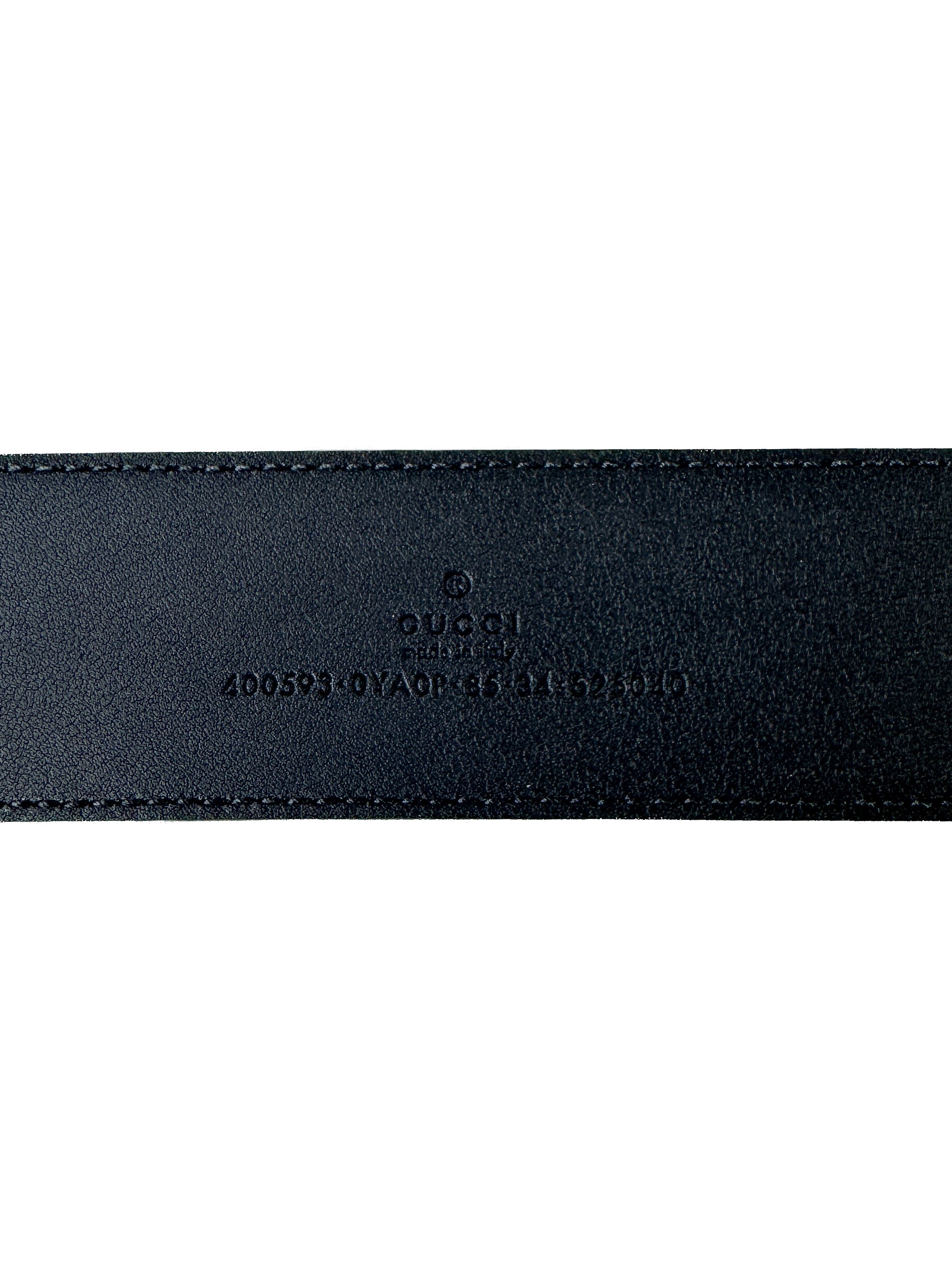 Gucci black GG silver tone Marmont belt size 85