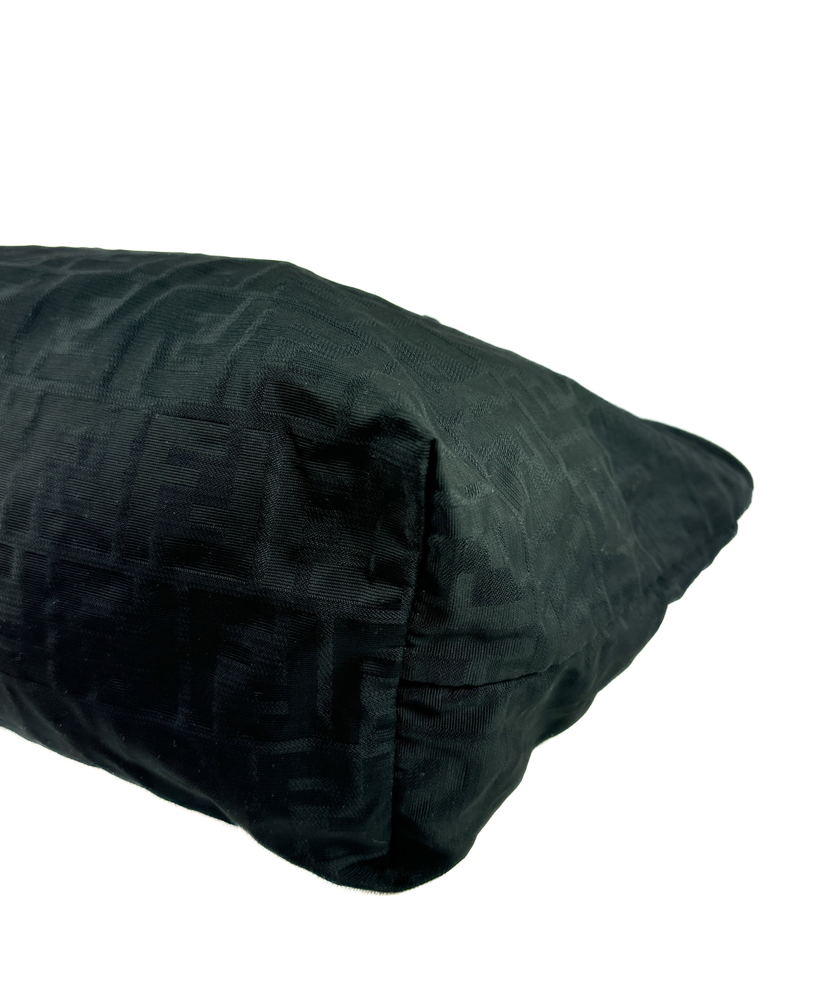 Fendi black zucca medium roll tote