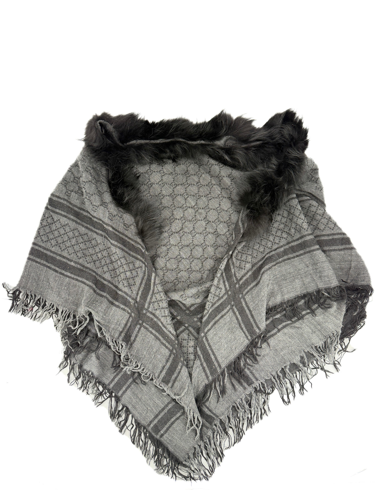 Gucci gray fur triangle scarf/shawl *as is*