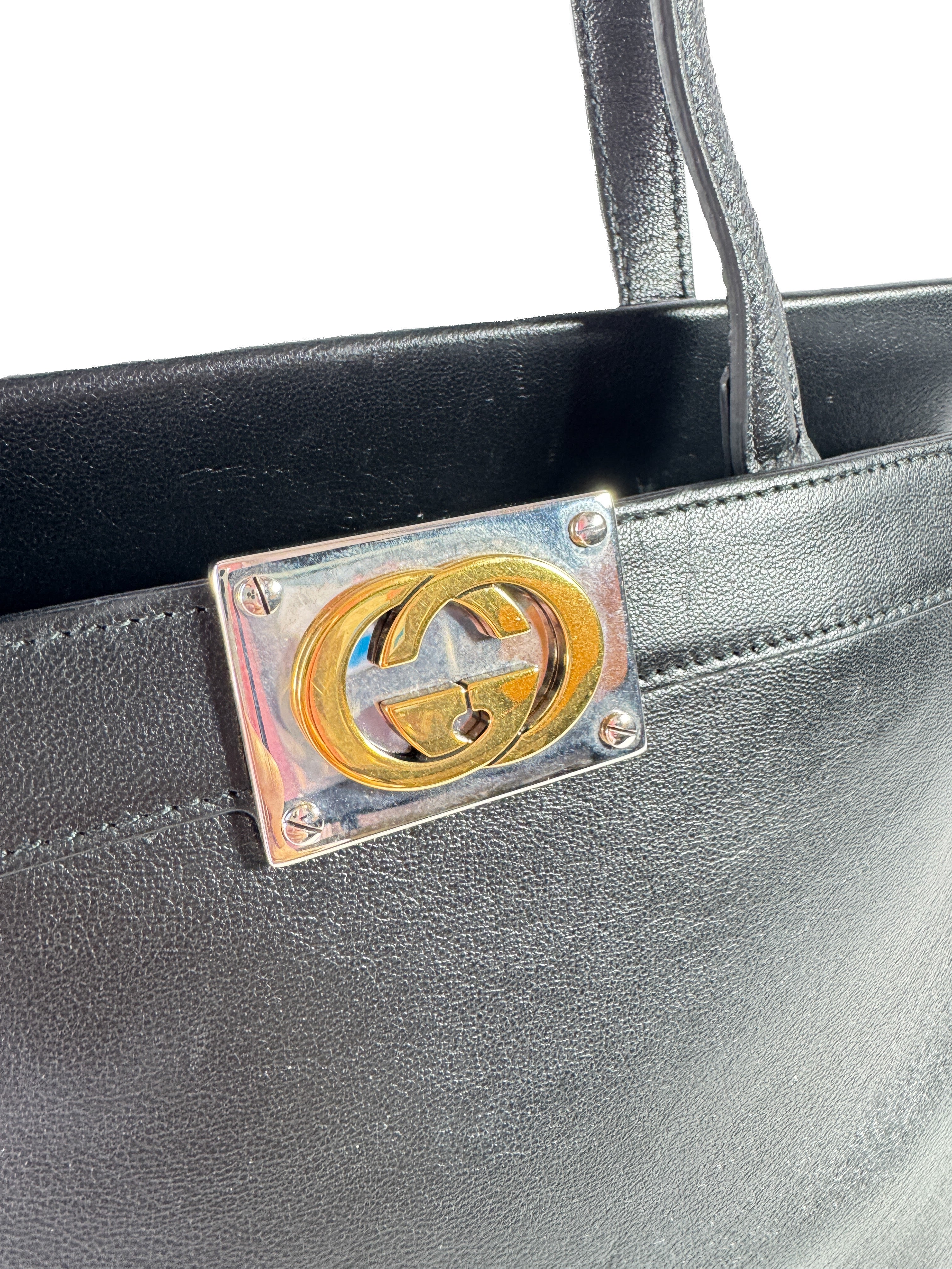 Gucci black lambskin small linea matisse top handle bag 631663520981