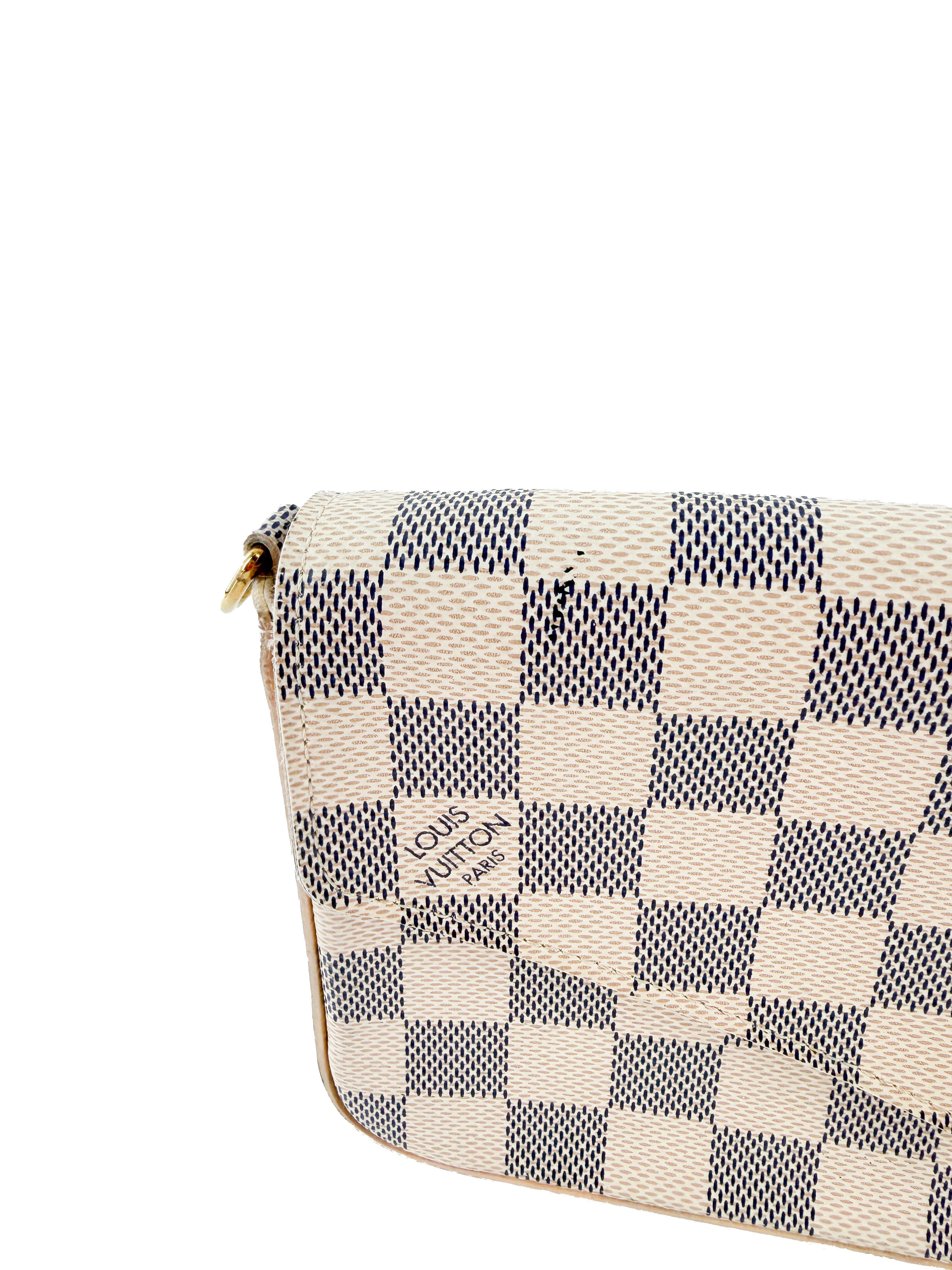 Louis Vuitton damier azur pochette Felicie chain wallet rose ballerine w/ inserts MI1250