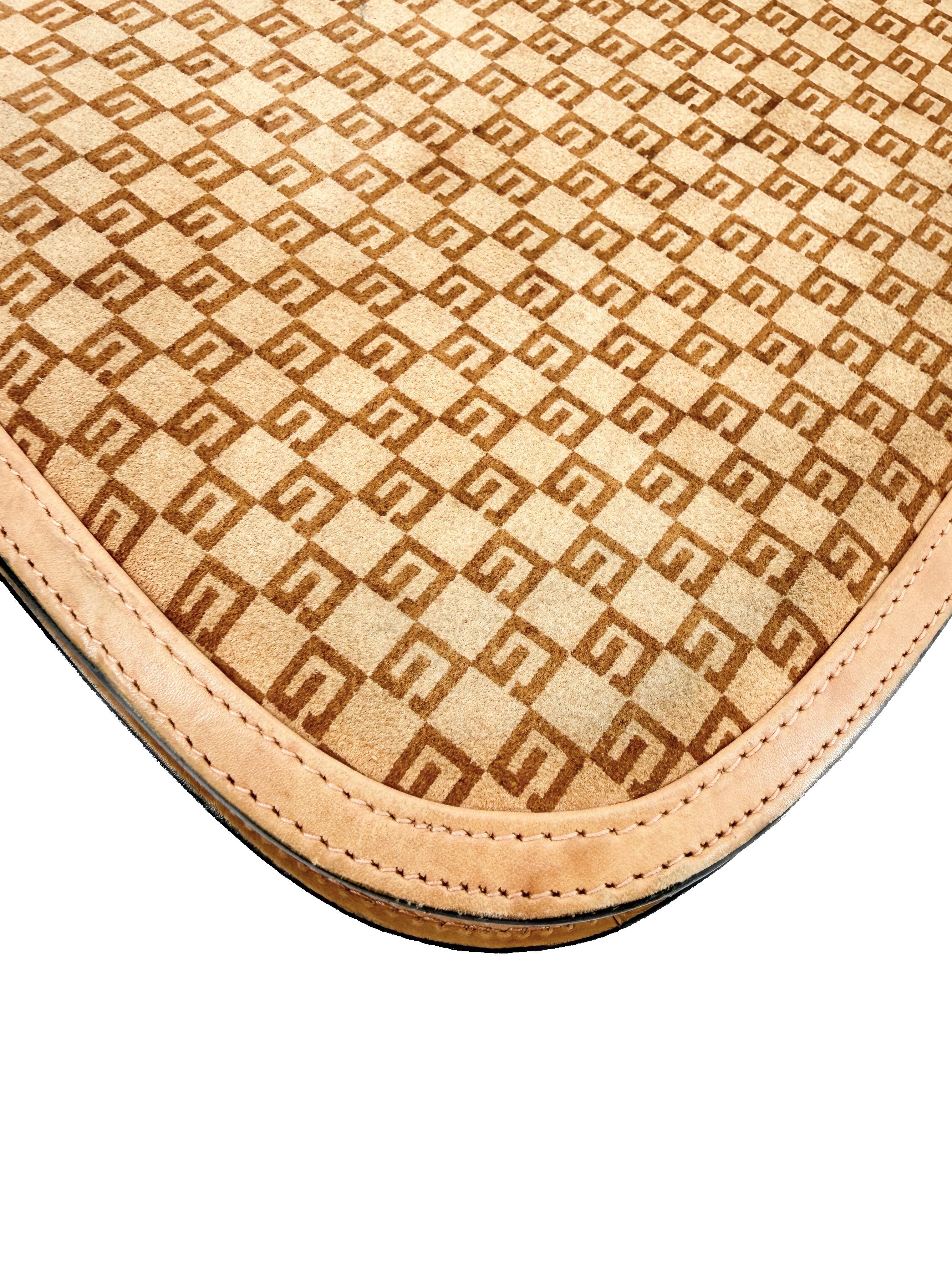 Gucci brown suede vintage GG shoulder bag 204