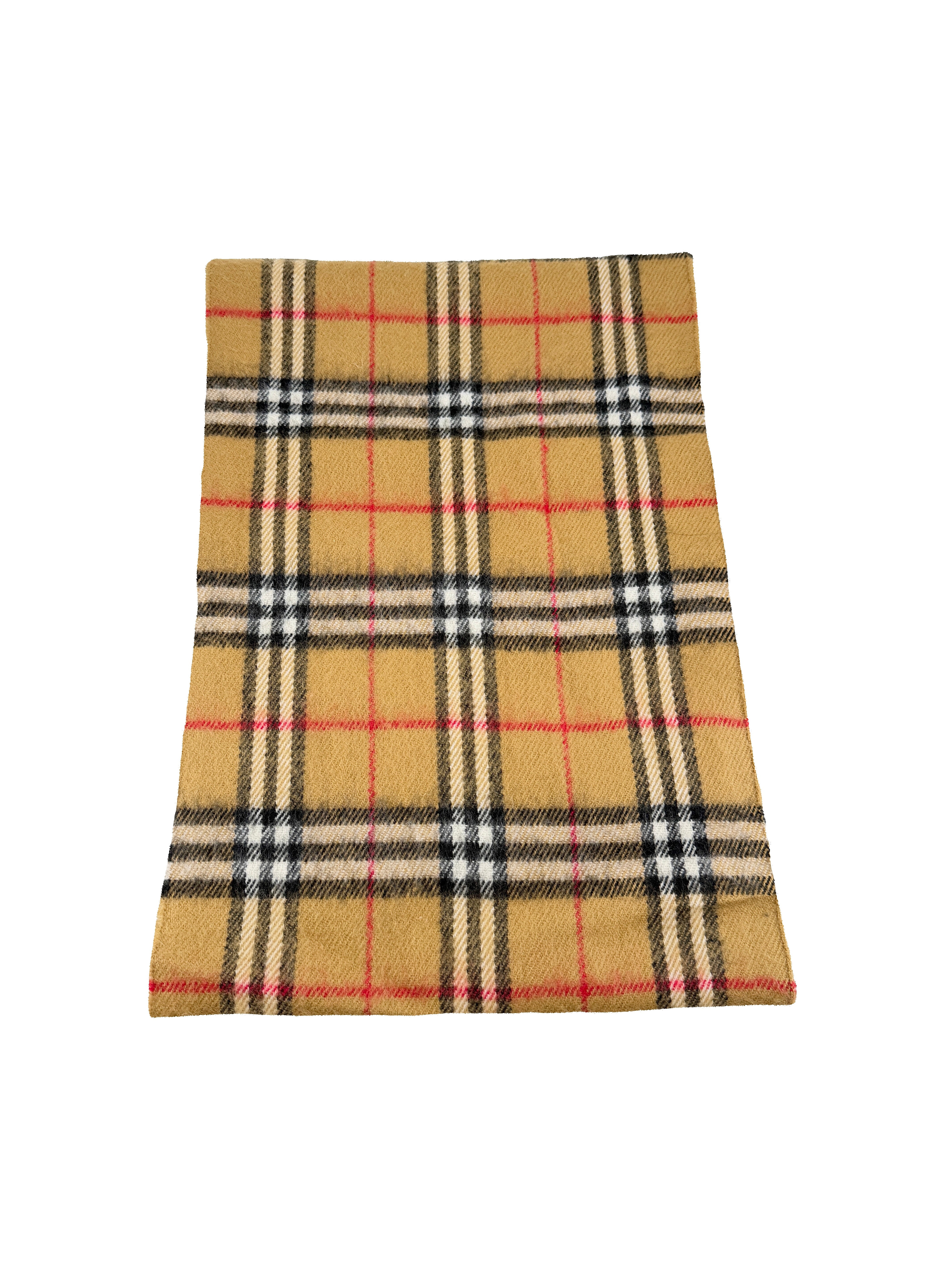 Burberry brown classic plaid lambswool scarf