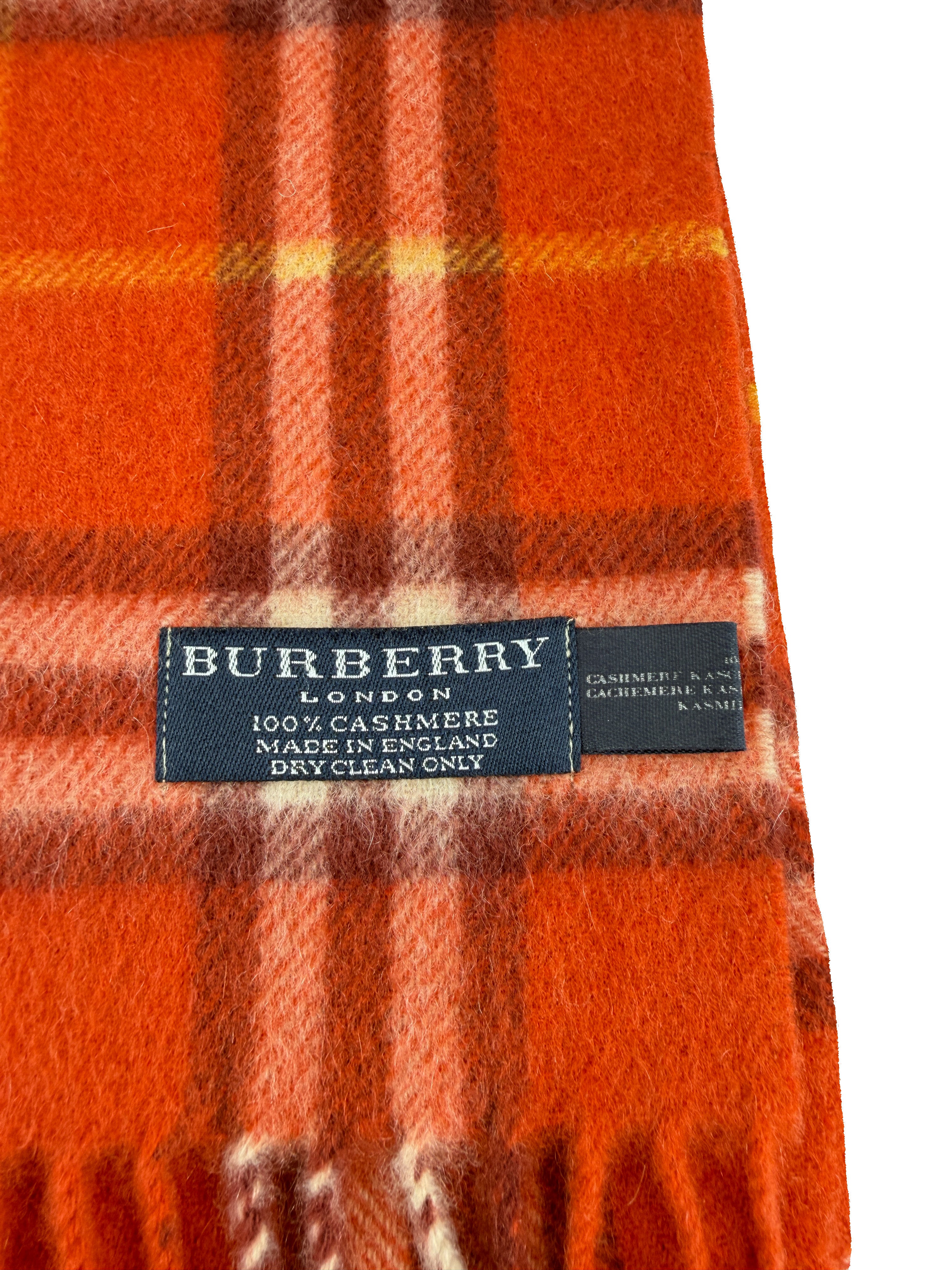 Burberry orange plaid Cashmere scarf