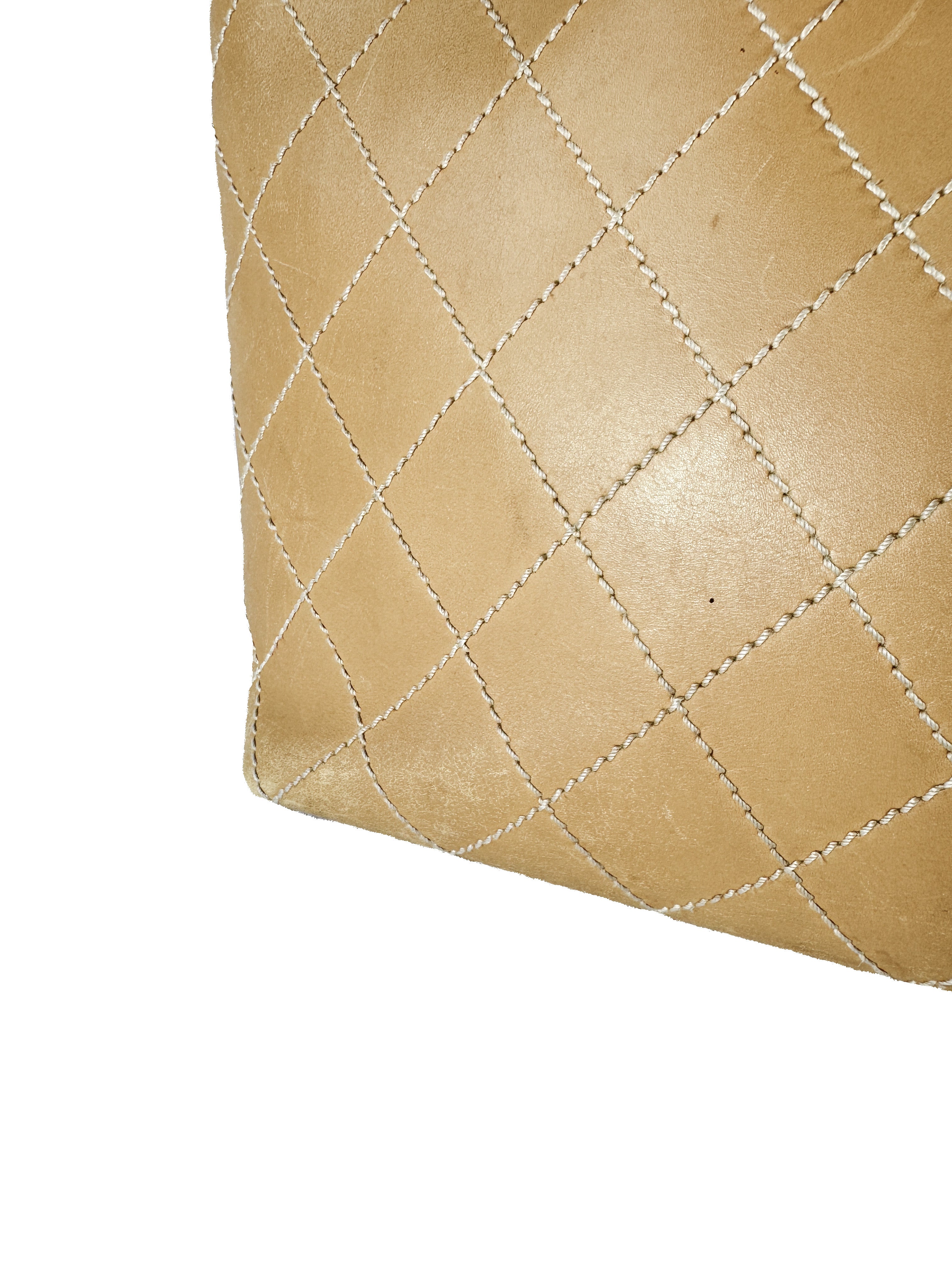 Chanel brown leather wild stitch Surpique Tote Beige 7531480