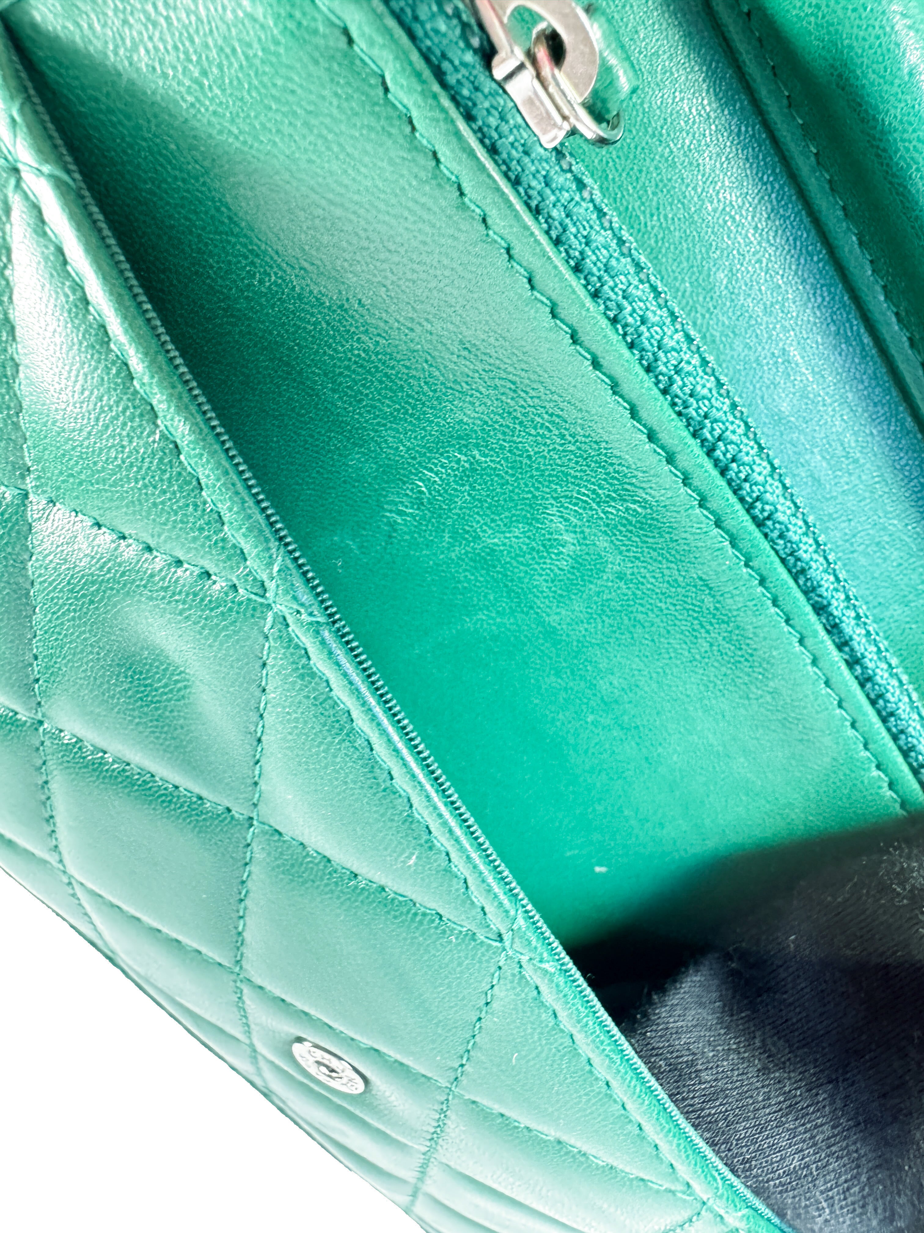 Chanel emerald green leather wallet on chain 25684891