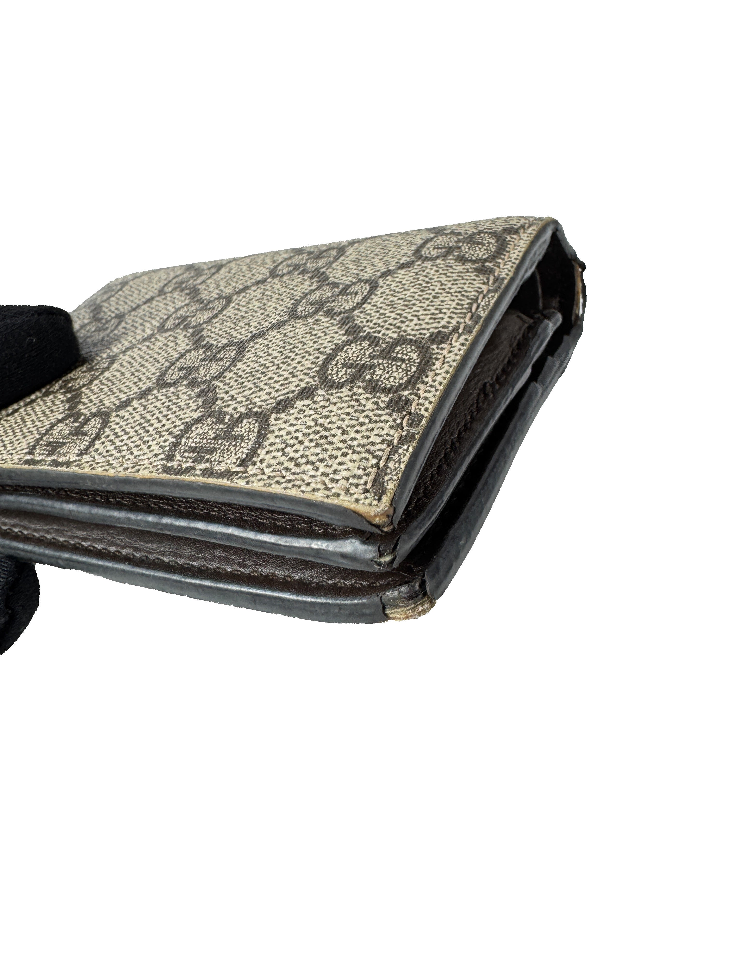 Gucci brown signature GG coated canvas compact wallet 525040 BOX *as is*