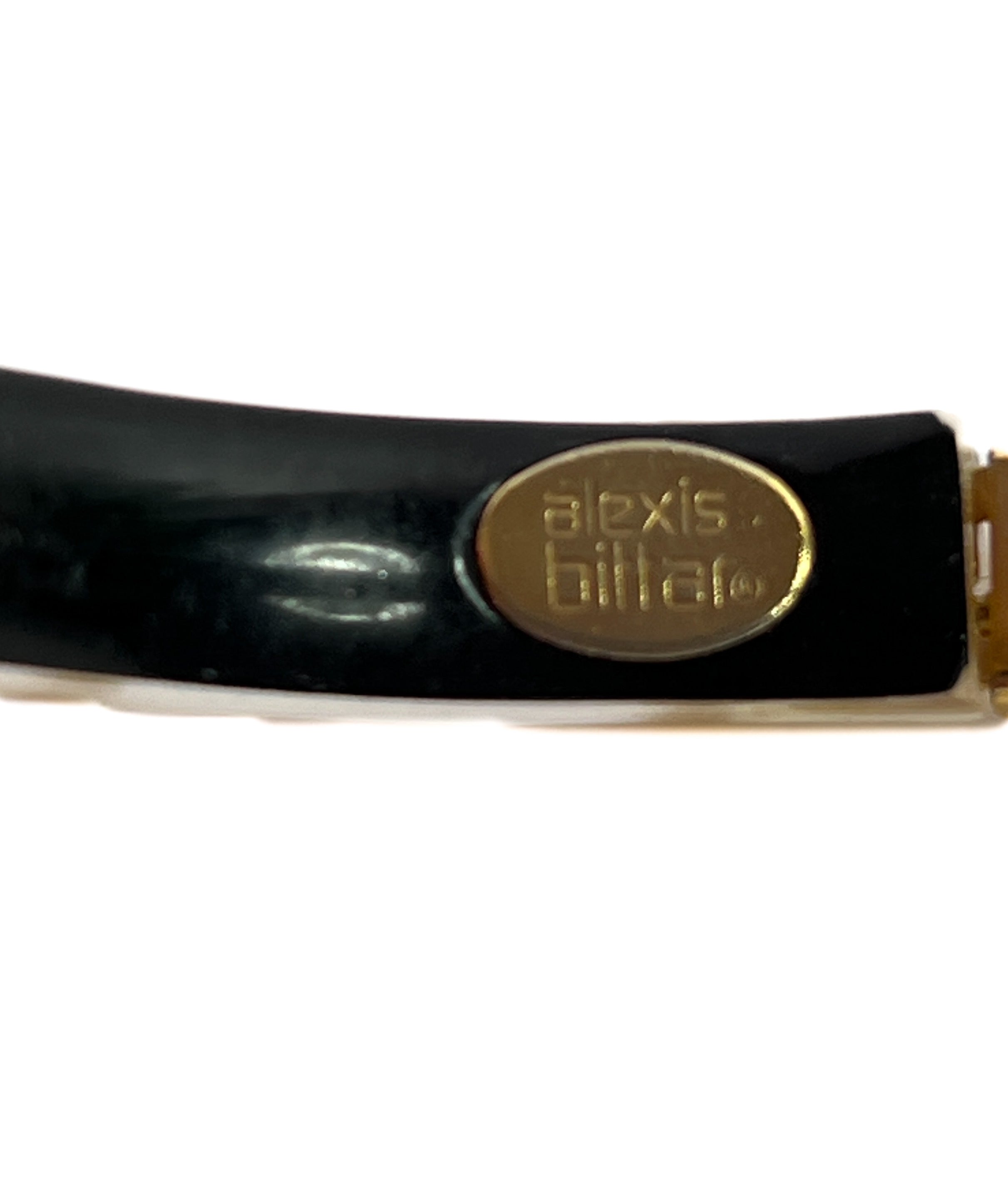 Alexis Bittar gold crystal studded lucite hinged bangle