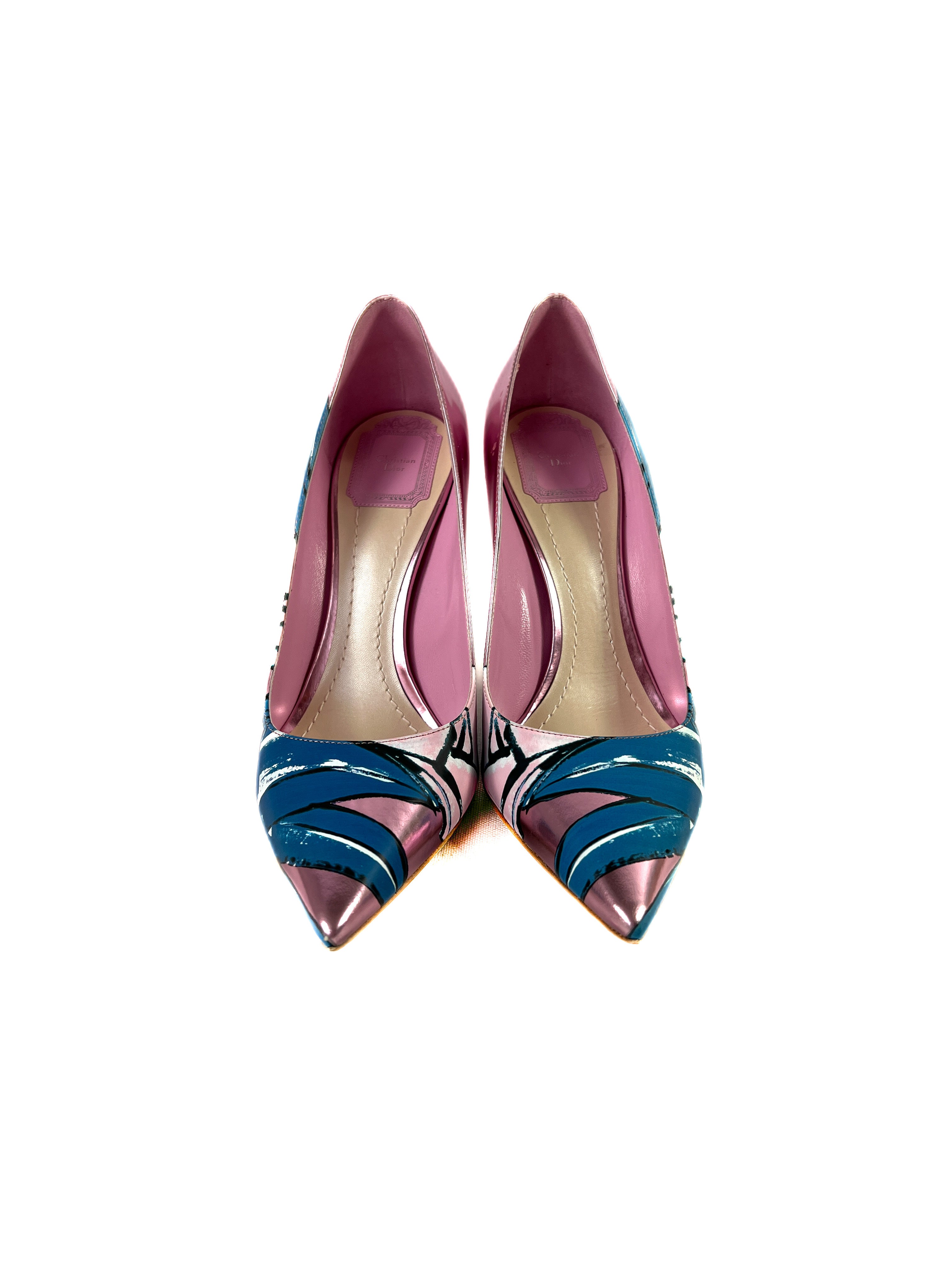 Christian Dior pink blue printed Cherie pump size 39