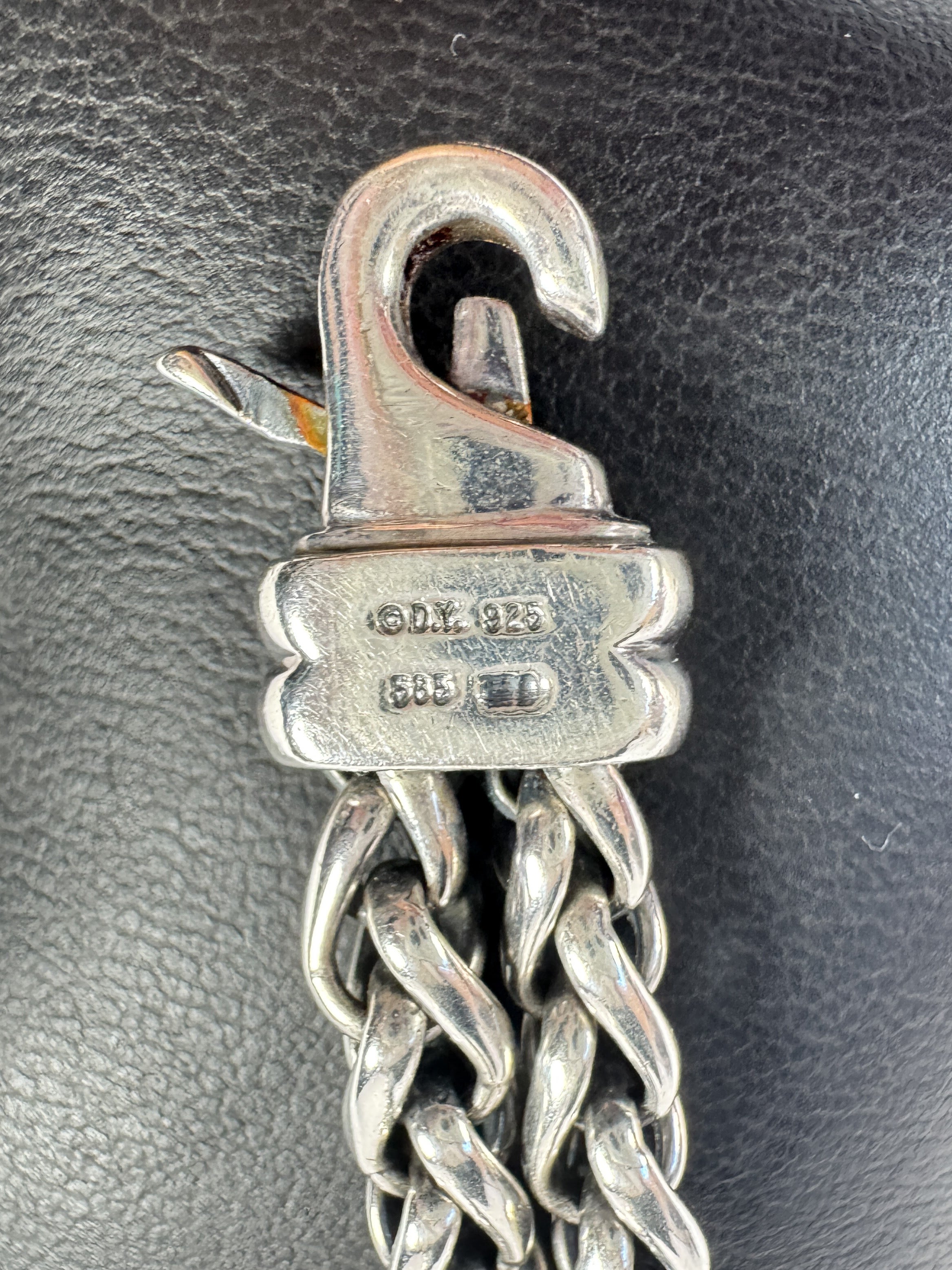 David Yurman sterling silver, yellow gold, Chalcedony double strand bracelet