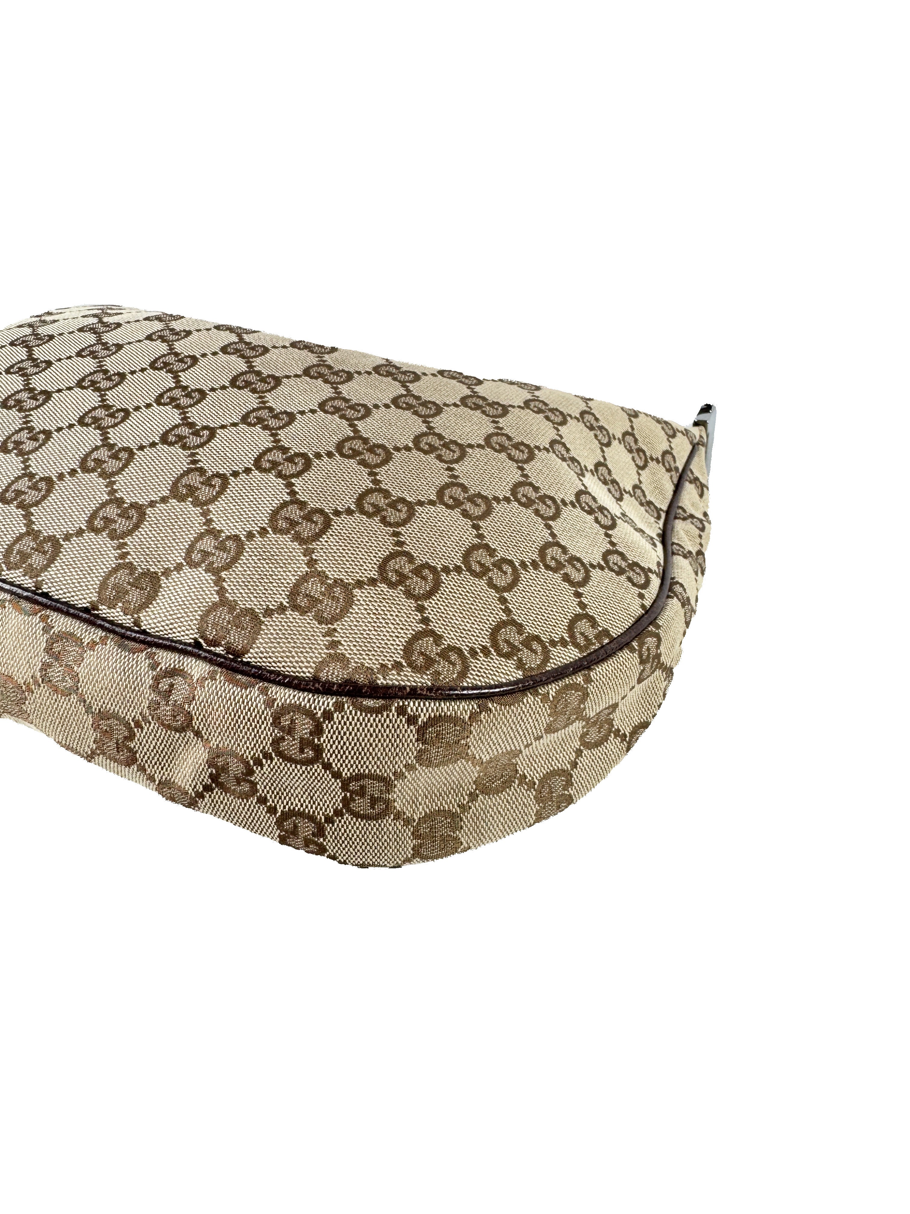 Gucci brown GG half moon canvas bag 122790001998