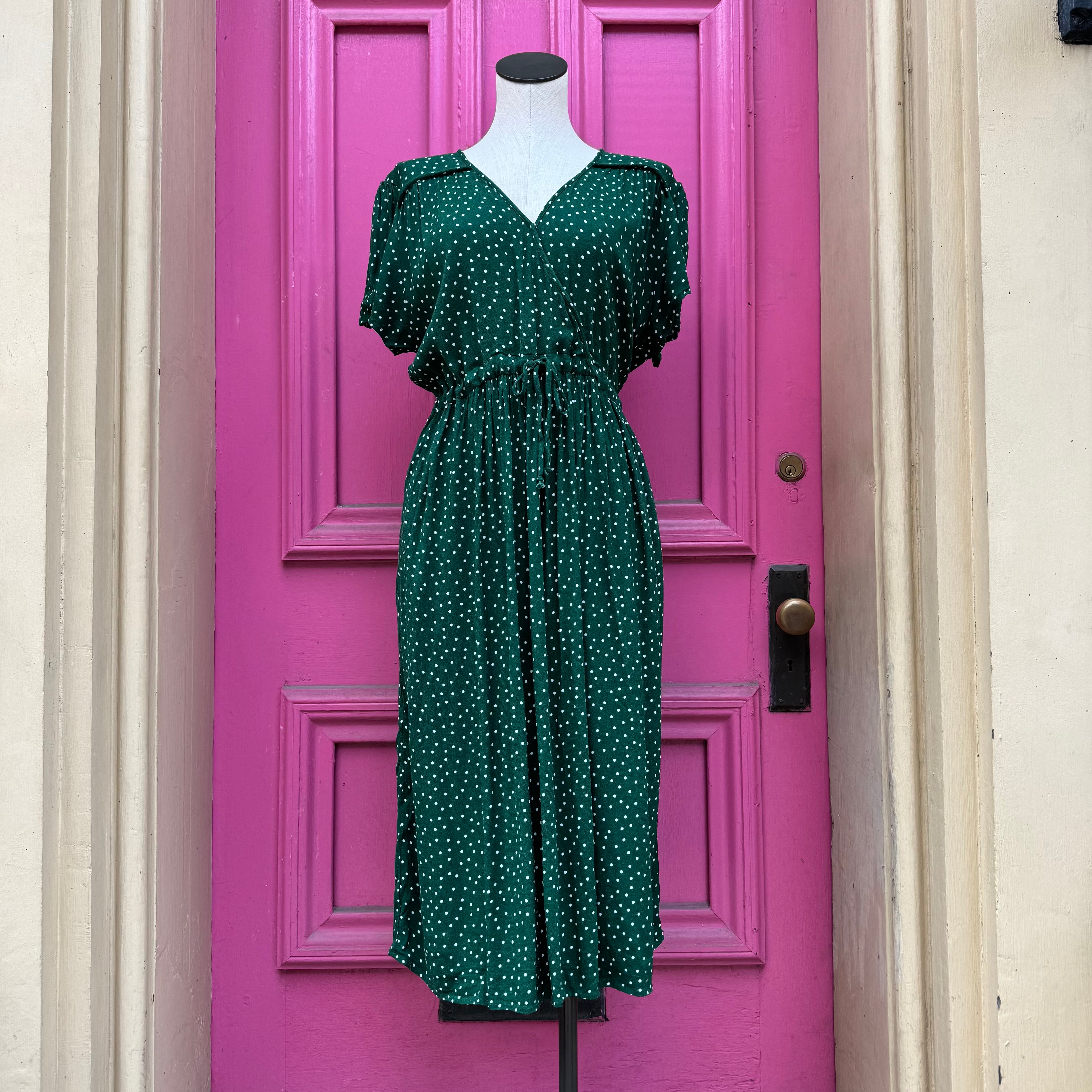 Christy Dawn green polka dot tank dress size XL petite