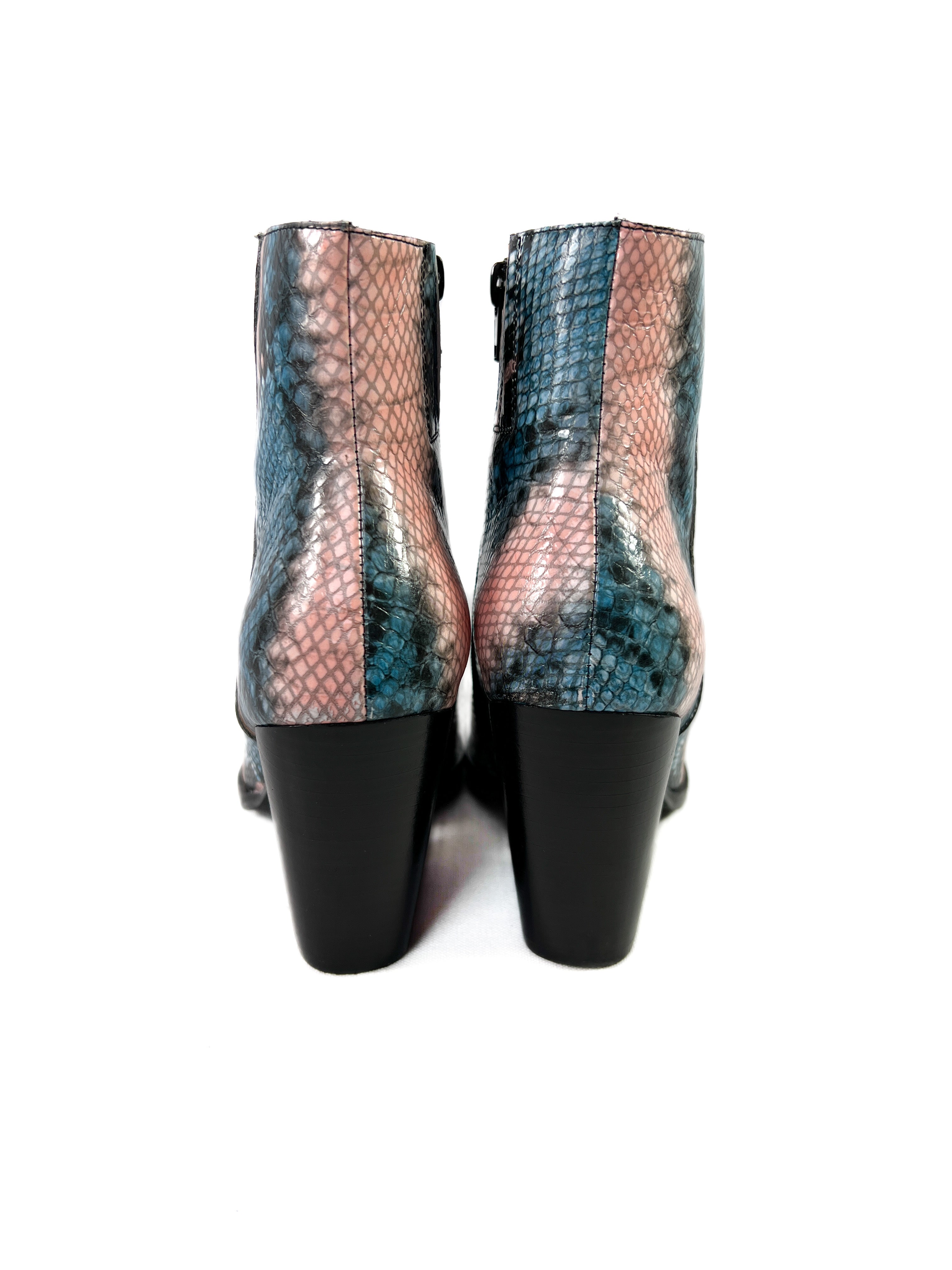 Jeffrey Campbell pink blue snake print heeled boots size 8.5 NEW
