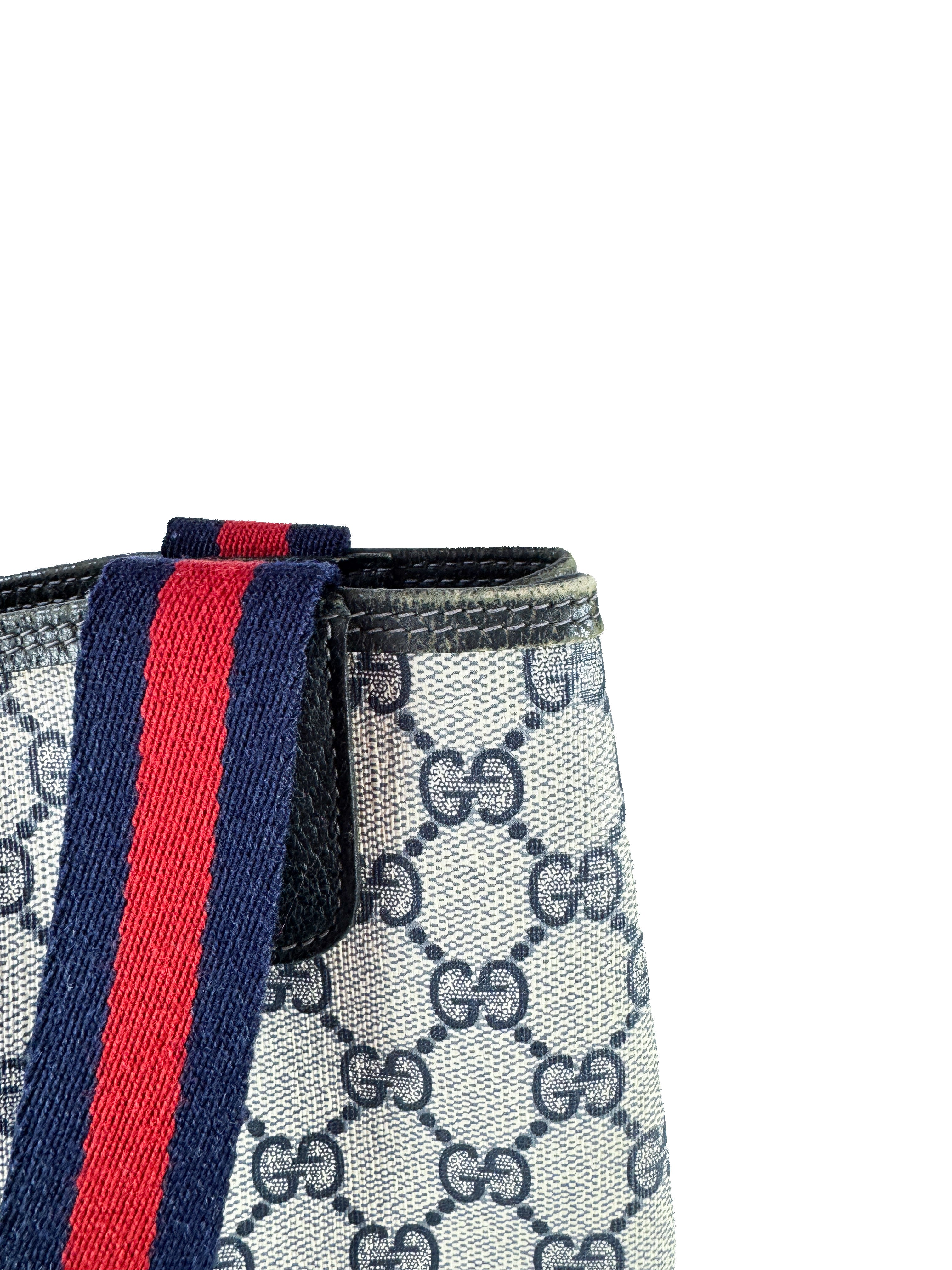 Gucci GG navy sherry line vintage tote 3902003