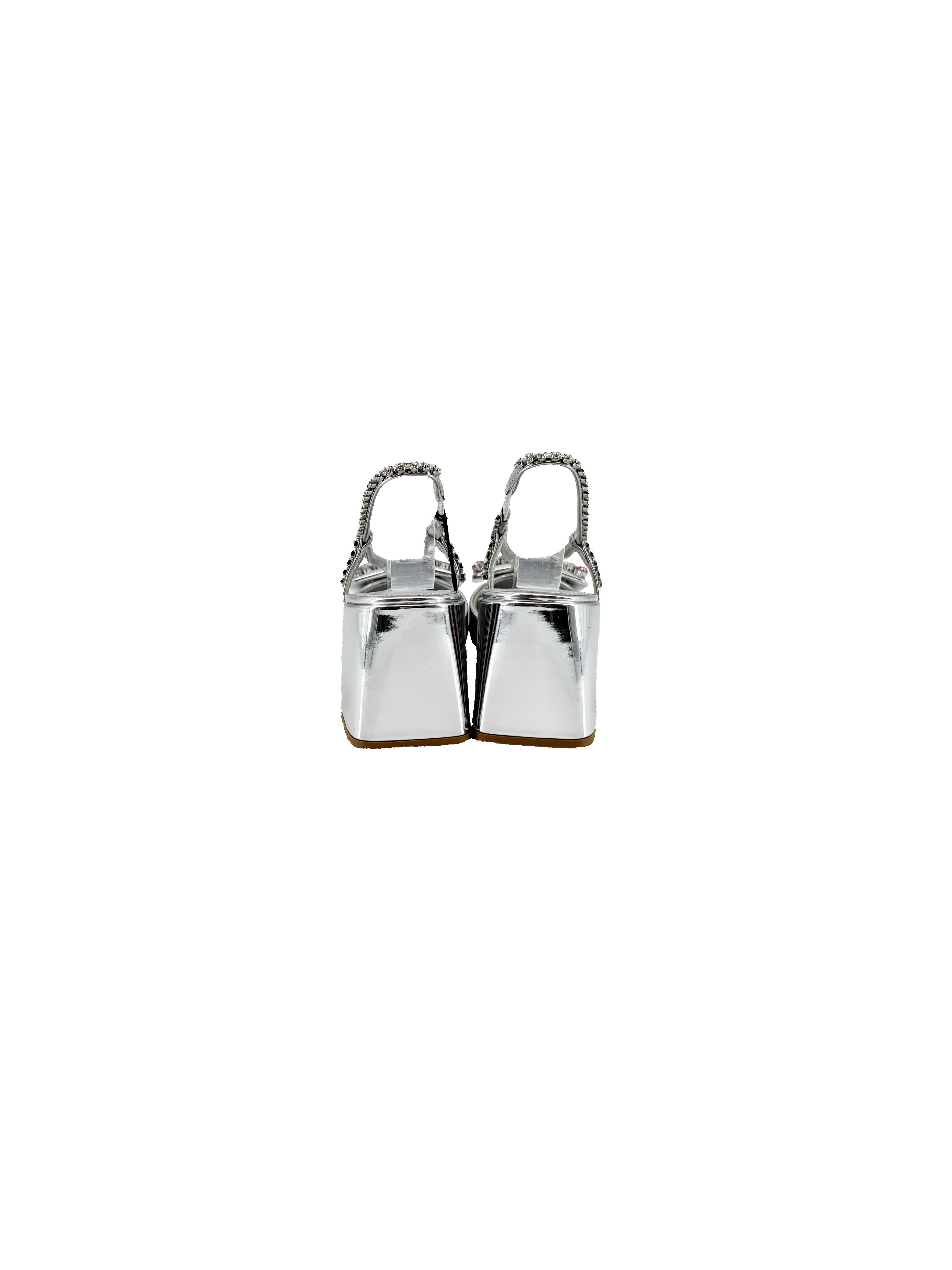 Miu Miu silver patent leather slingbacks size 36.5 NEW *as is*