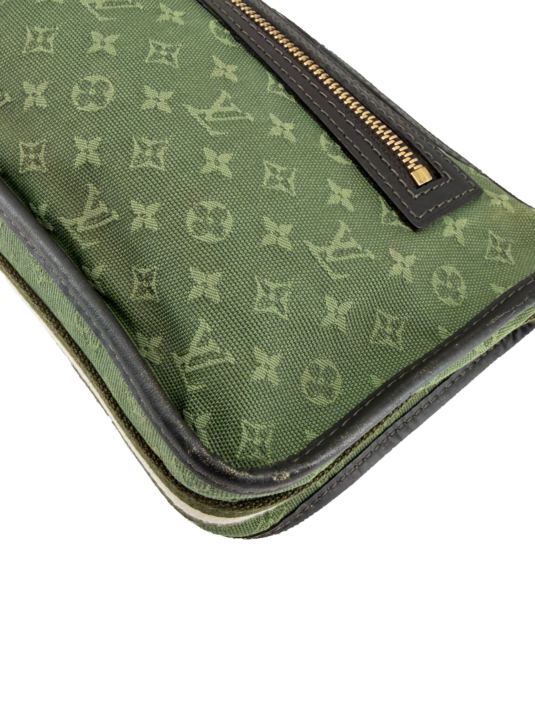 Louis Vuitton green mini lin Pochette Kathleen TH0054
