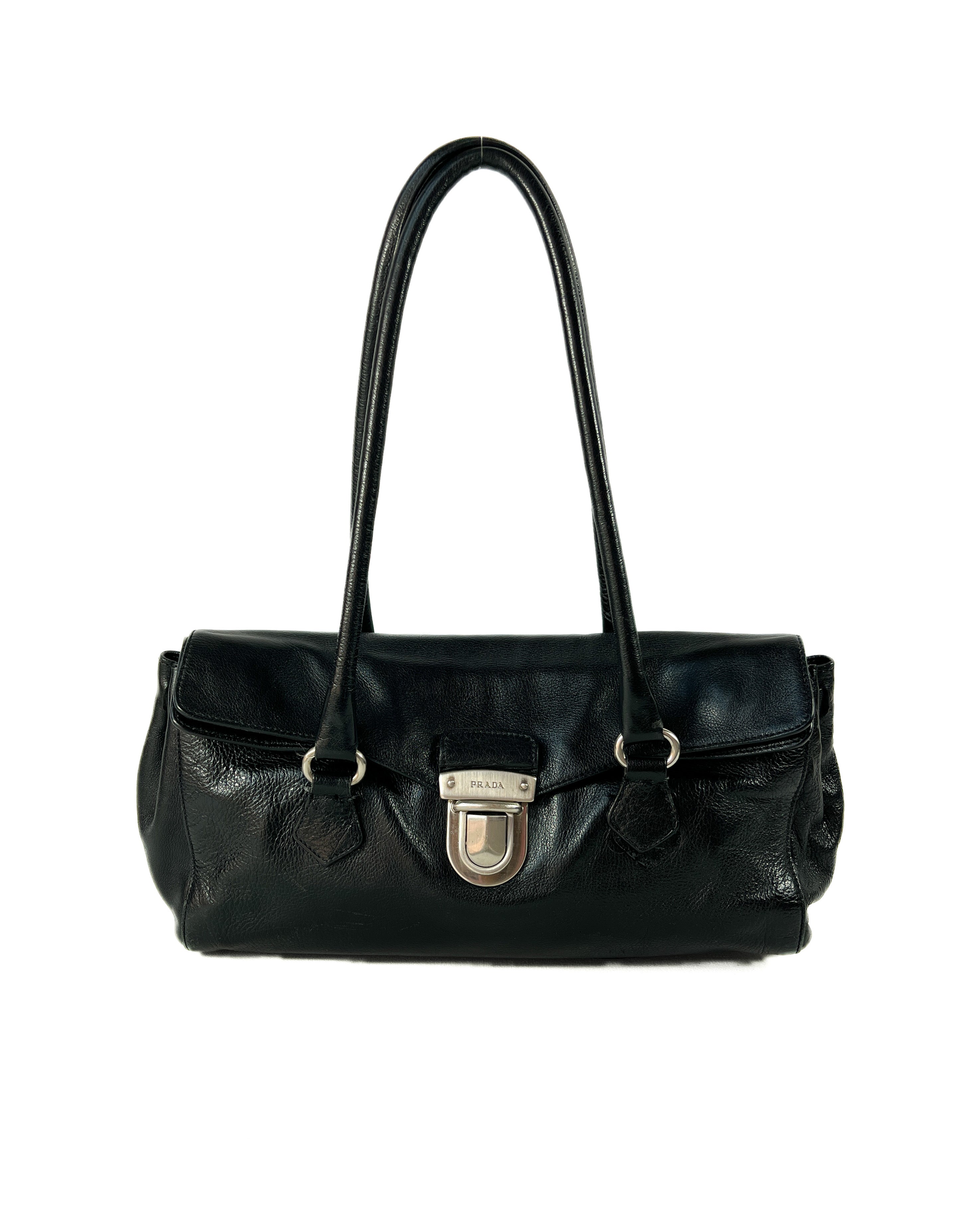 Prada black leather shoulder bag