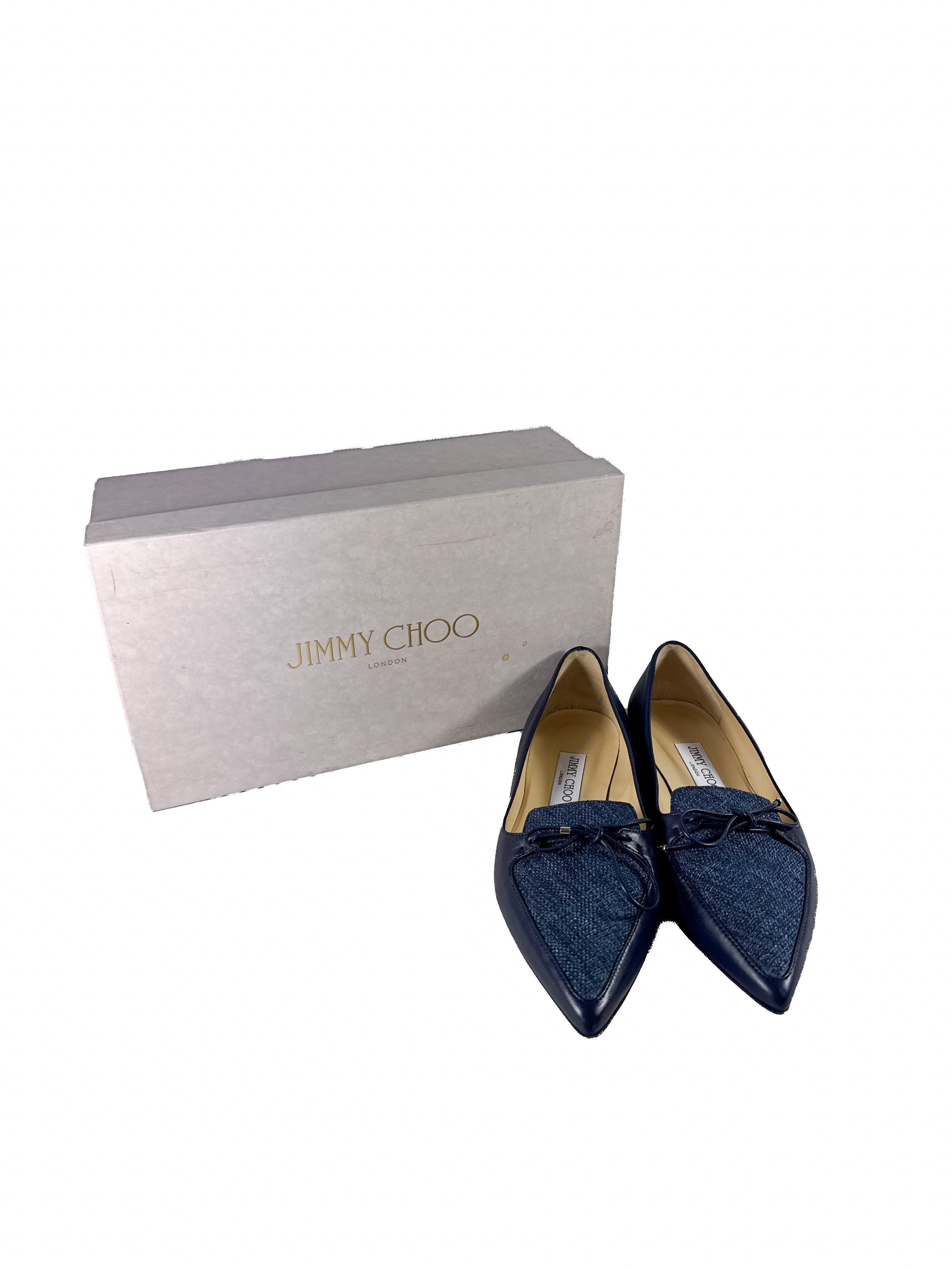 Jimmy Choo navy Genna flats size 38 BOX