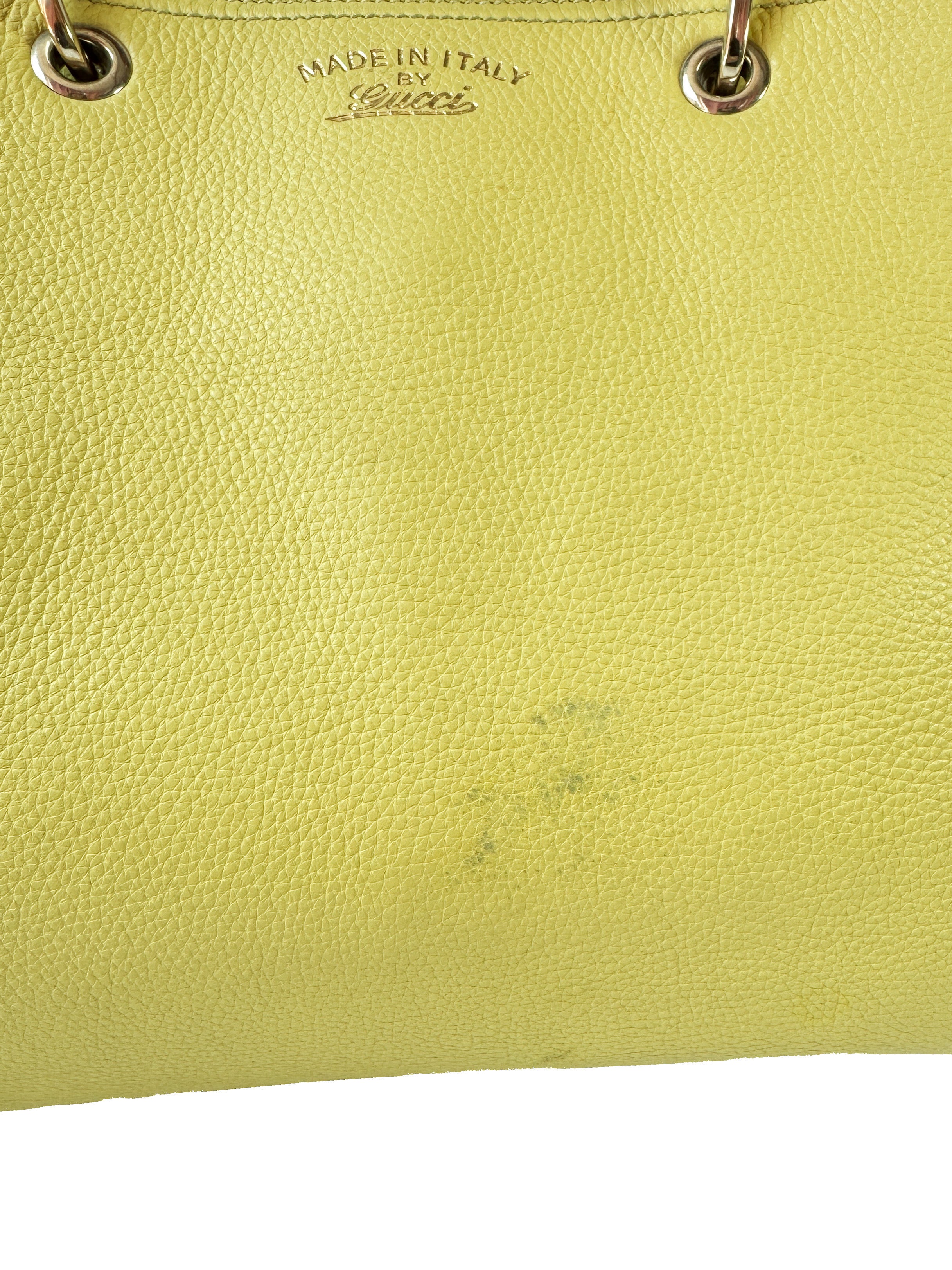 Gucci chartreuse leather Bamboo handle shopper 323658 525040