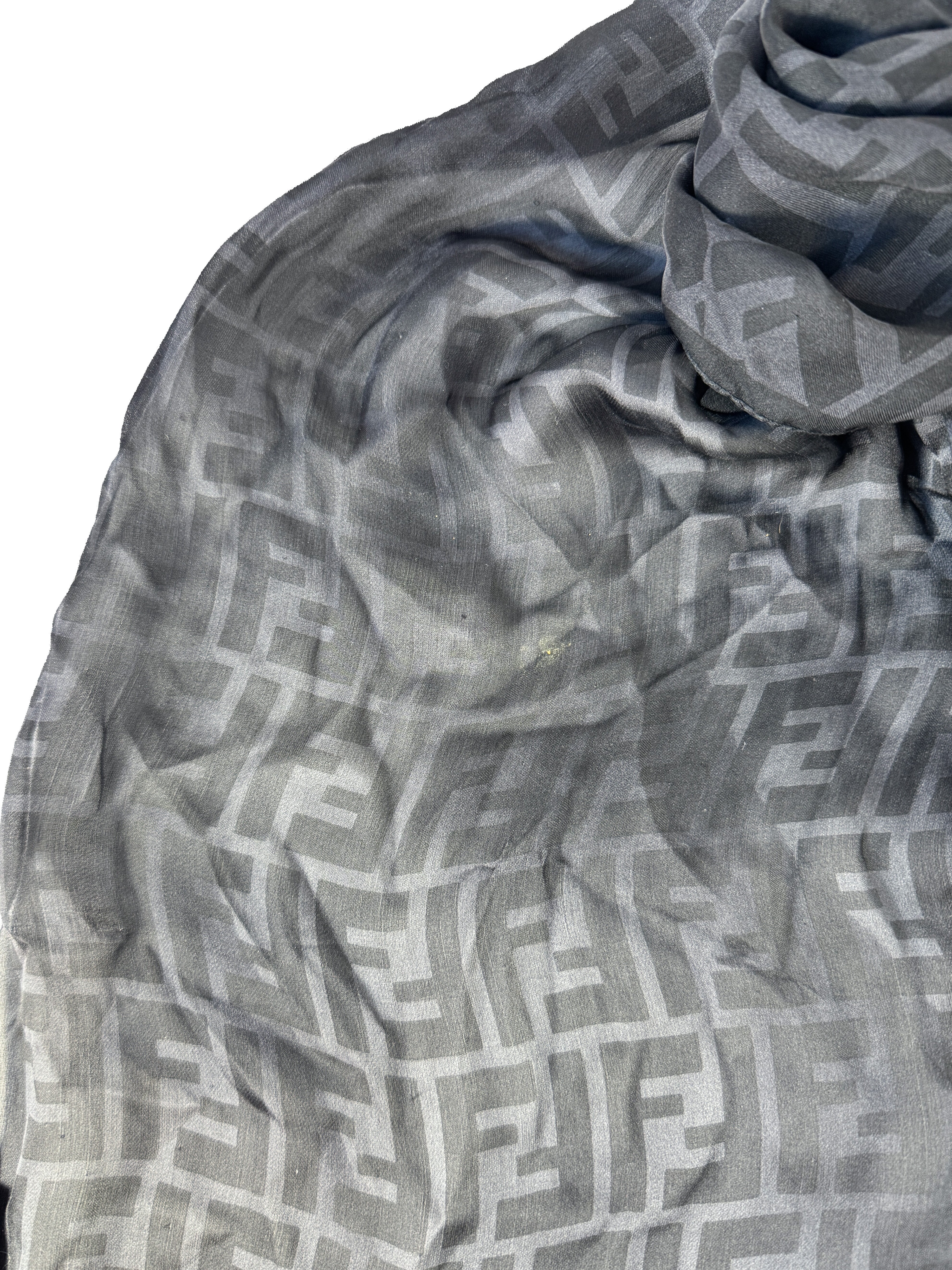 Fendi black silk Zucca print scarf