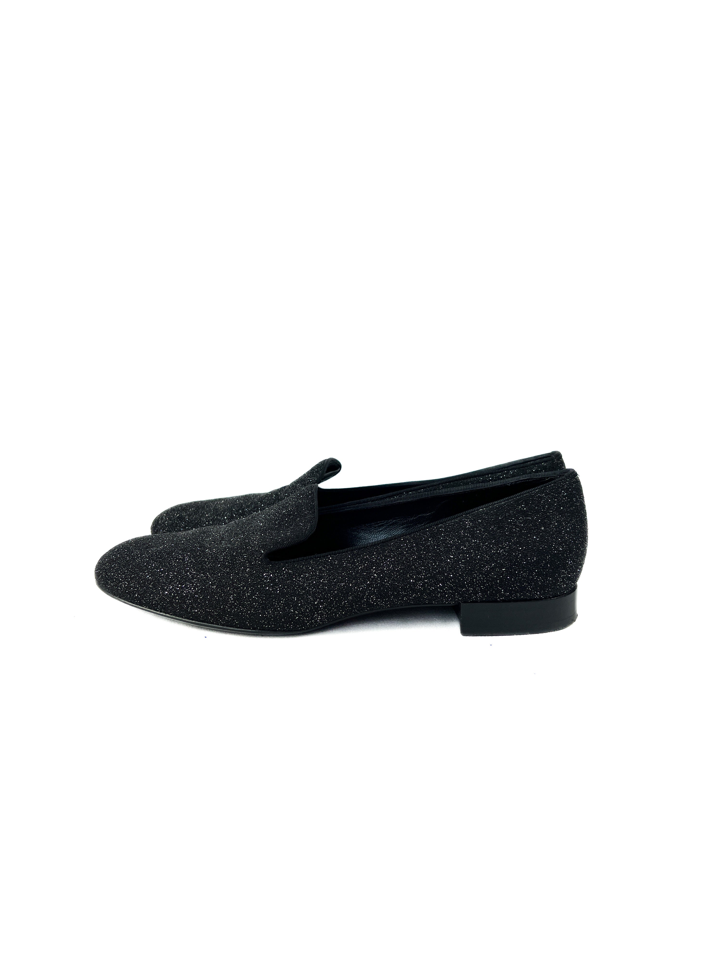 Saint Laurent black glitter loafers size 38 BOX