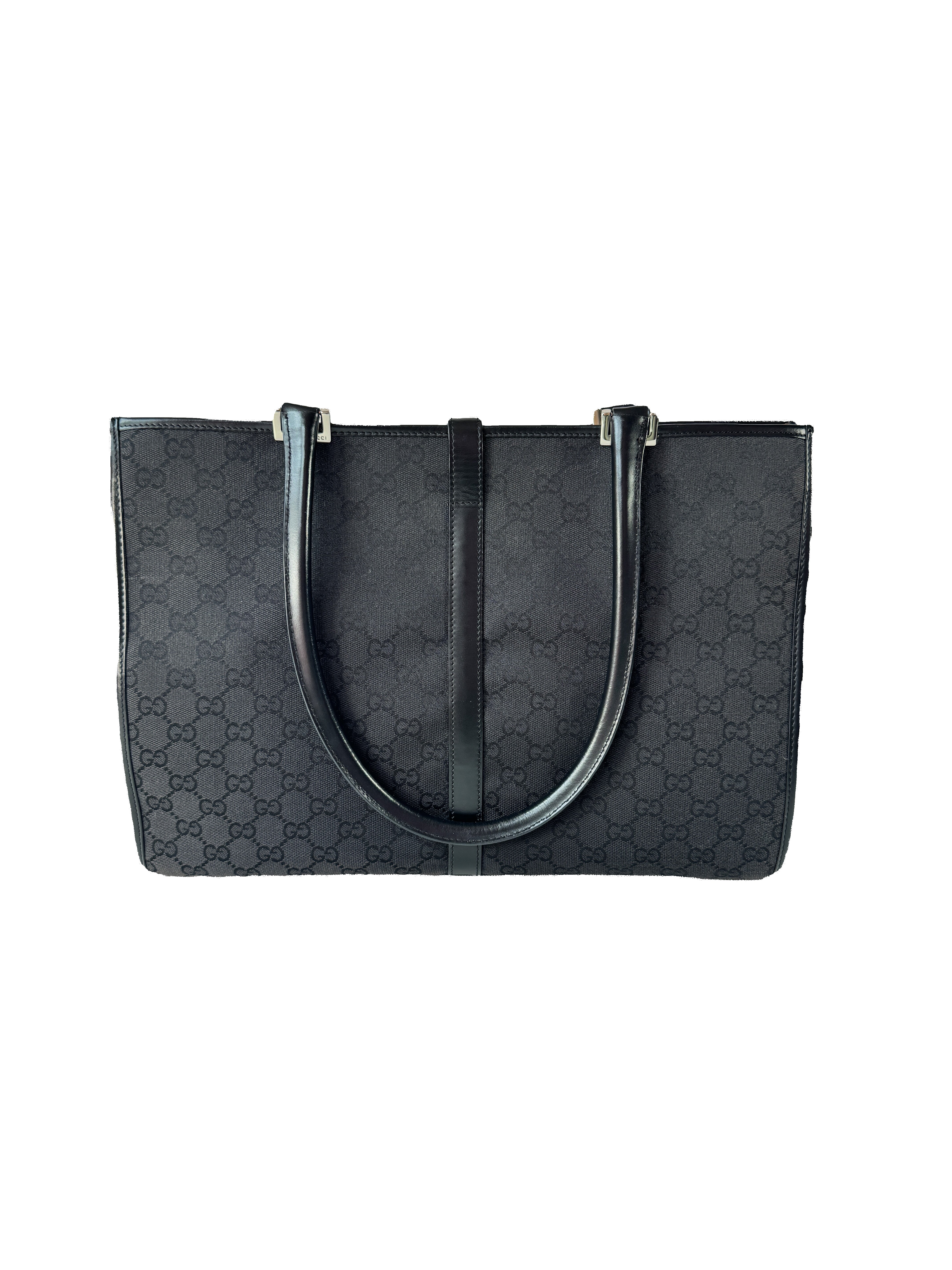 Gucci black signature GG vintage Jackie tote 00210742123
