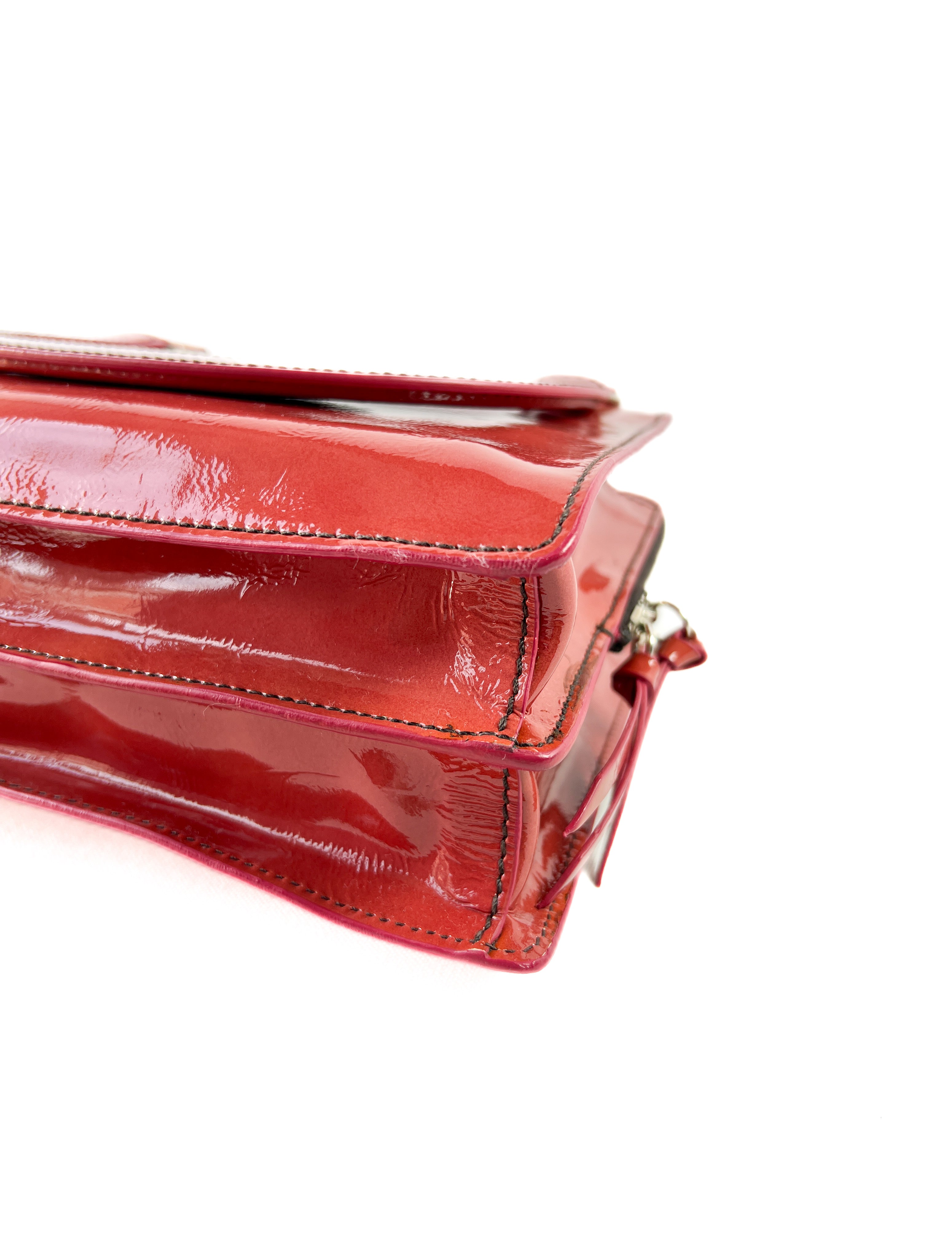 Miu Miu coral patent leather top handle bag (Fall 2003 RTW)
