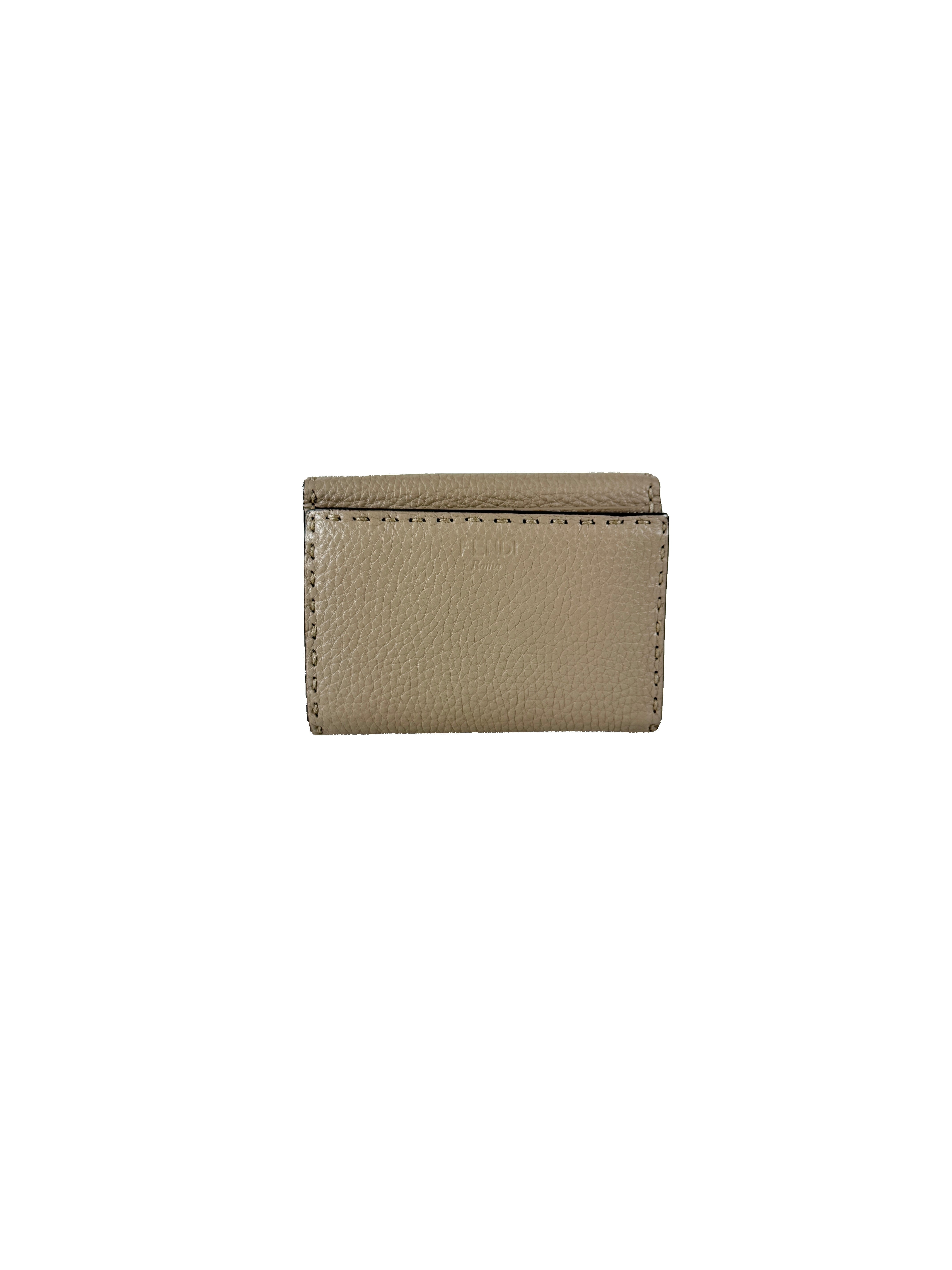 Fendi gray taupe leather Selleria wallet 7032