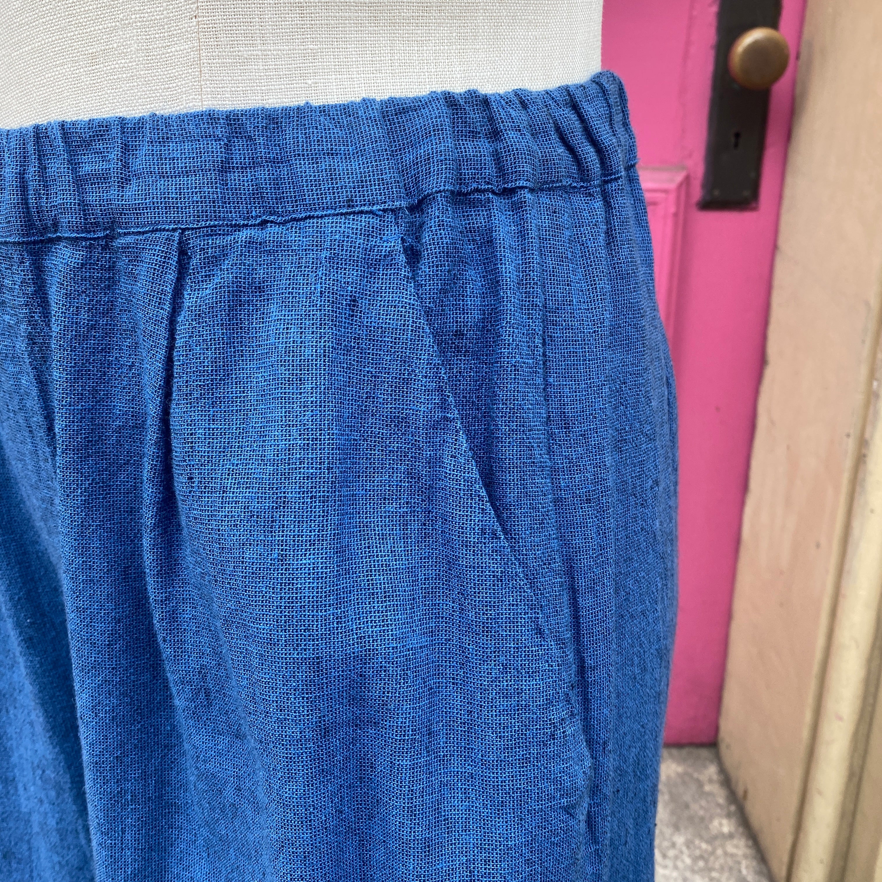 Cut Loose blue linen top and pant set size S