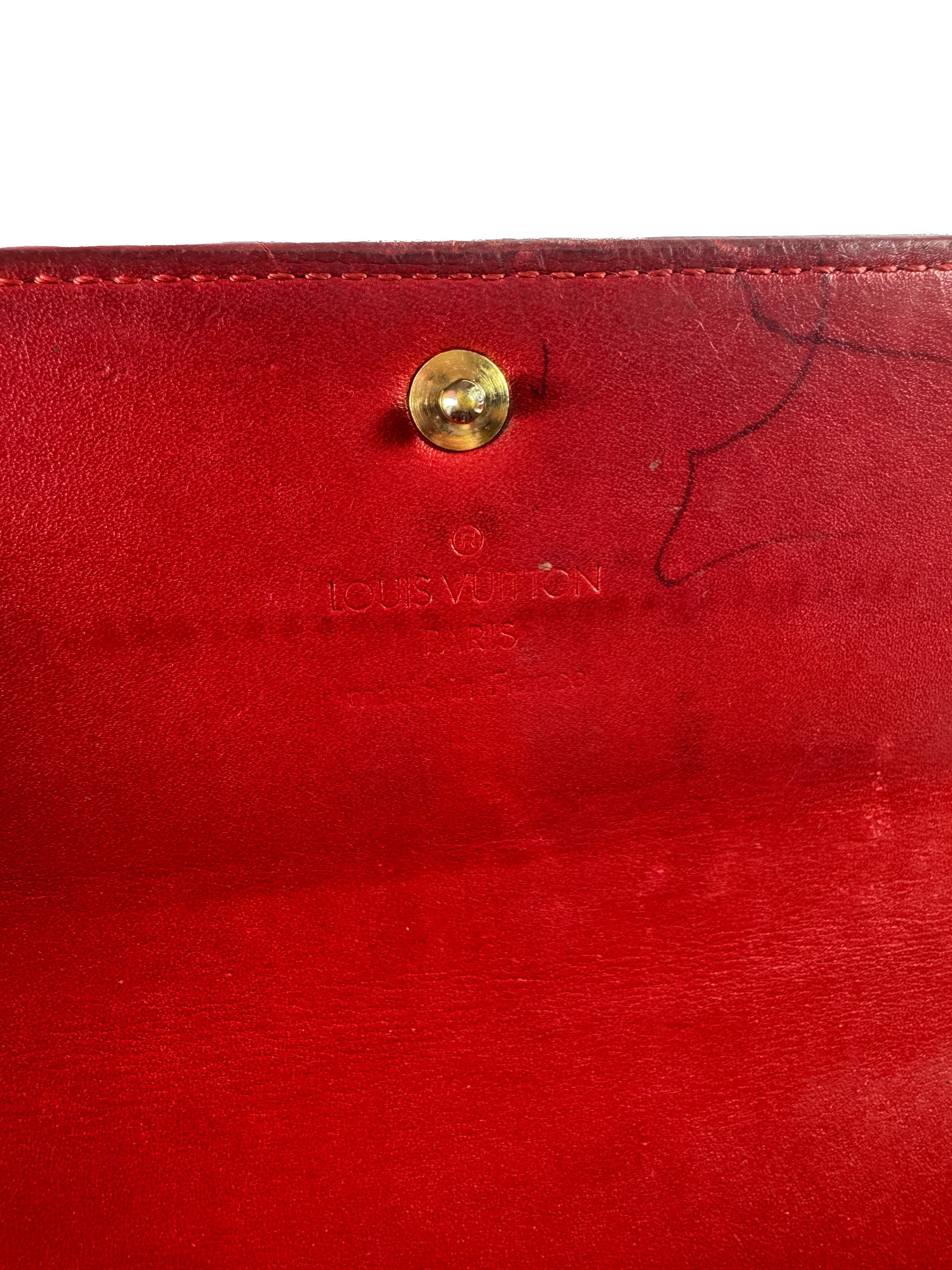 Louis Vuitton red vernis Sarah wallet TH0022 *as is*