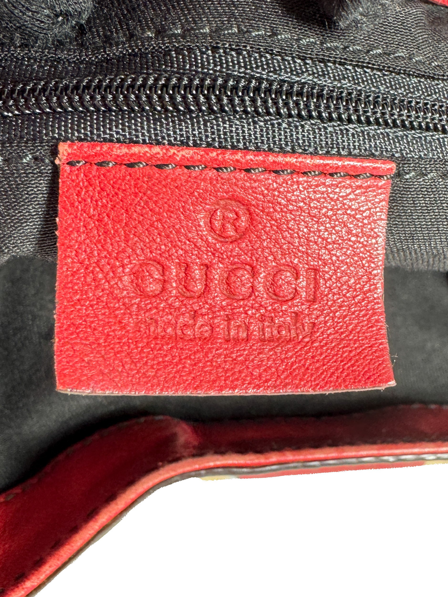 Gucci black red GG Abbey D-Ring shoulder bag 205011