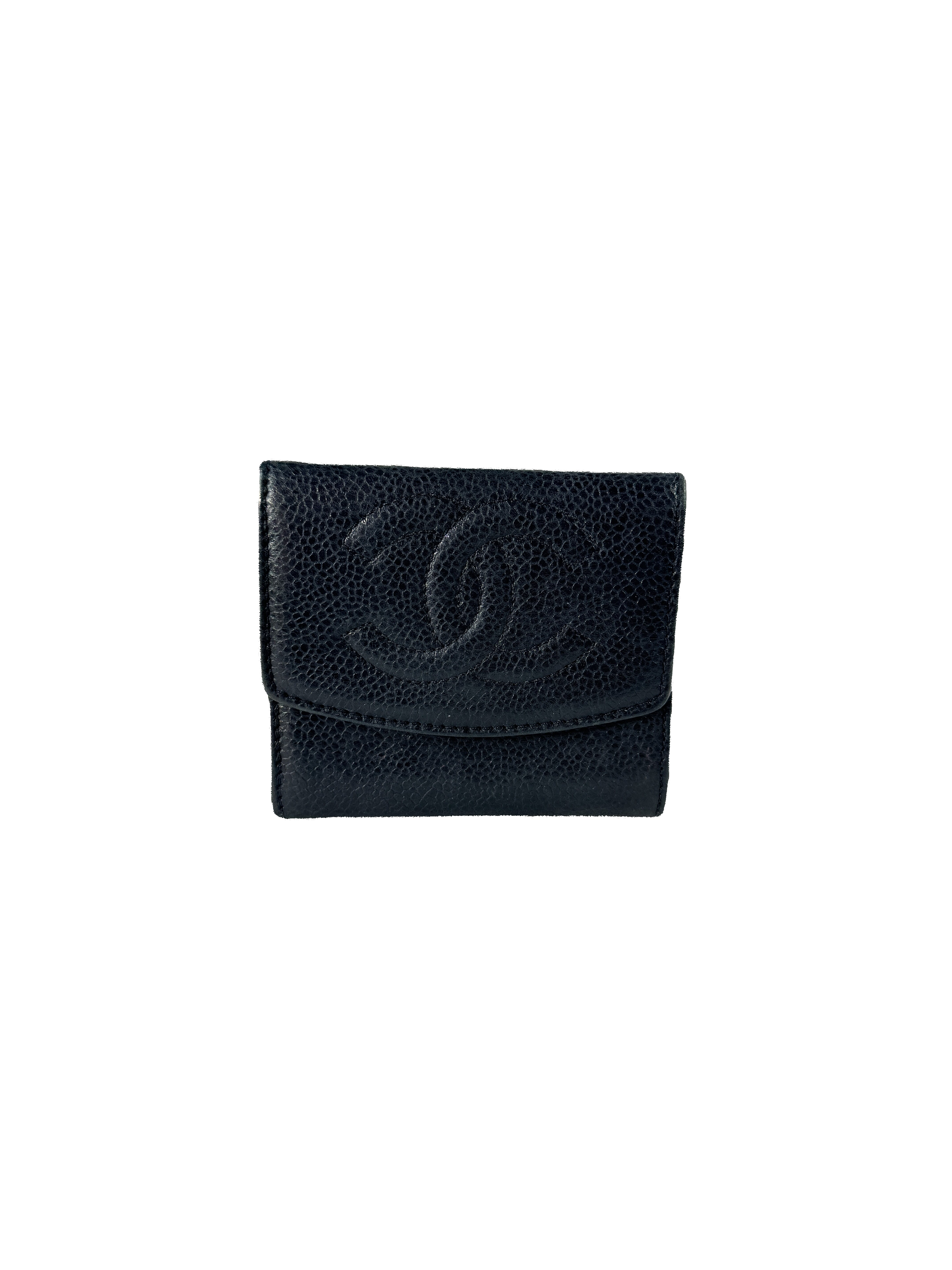 Chanel black caviar leather CC coin wallet 4255765