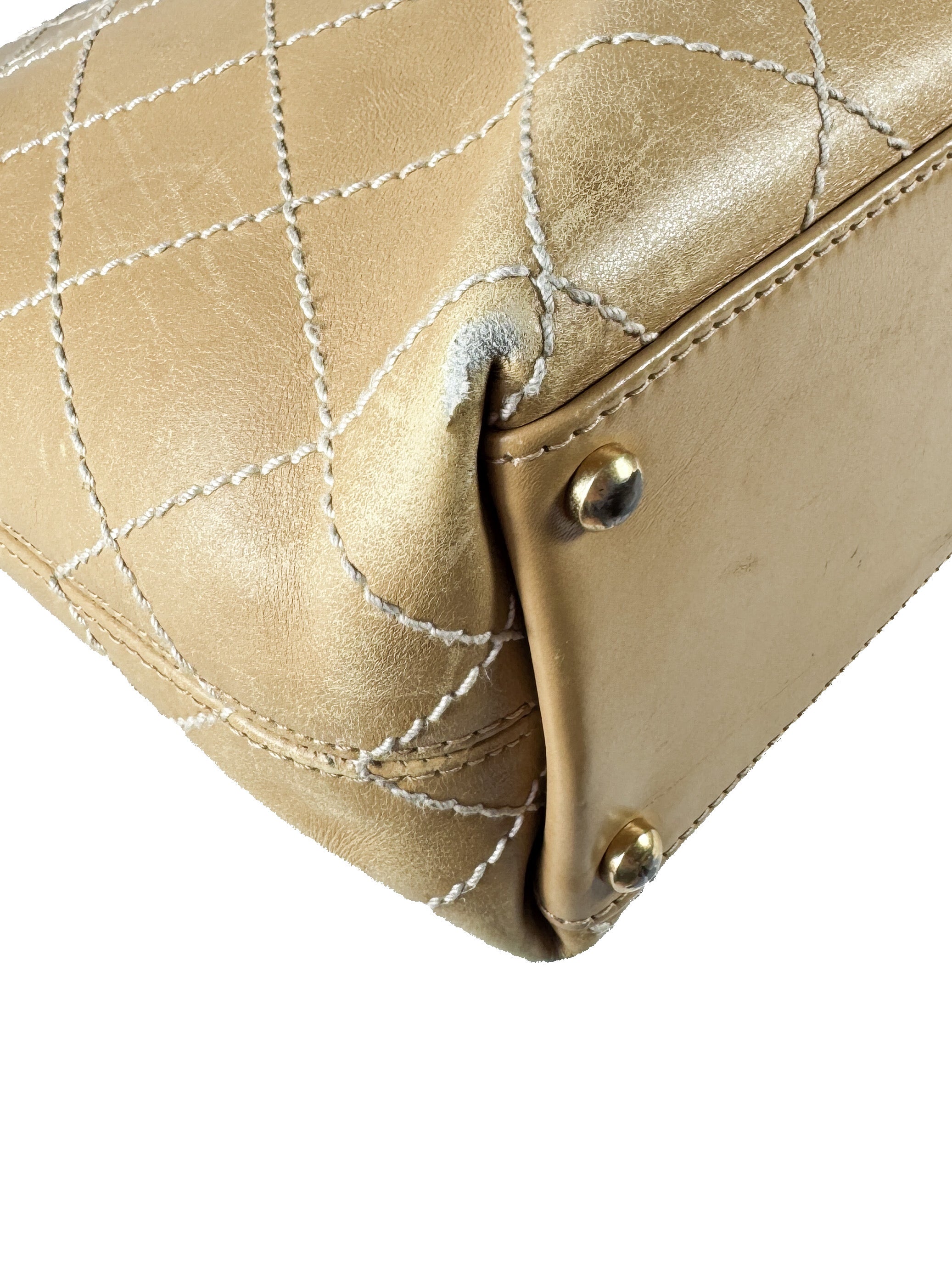 Chanel brown leather wild stitch Surpique Tote Beige 7531480