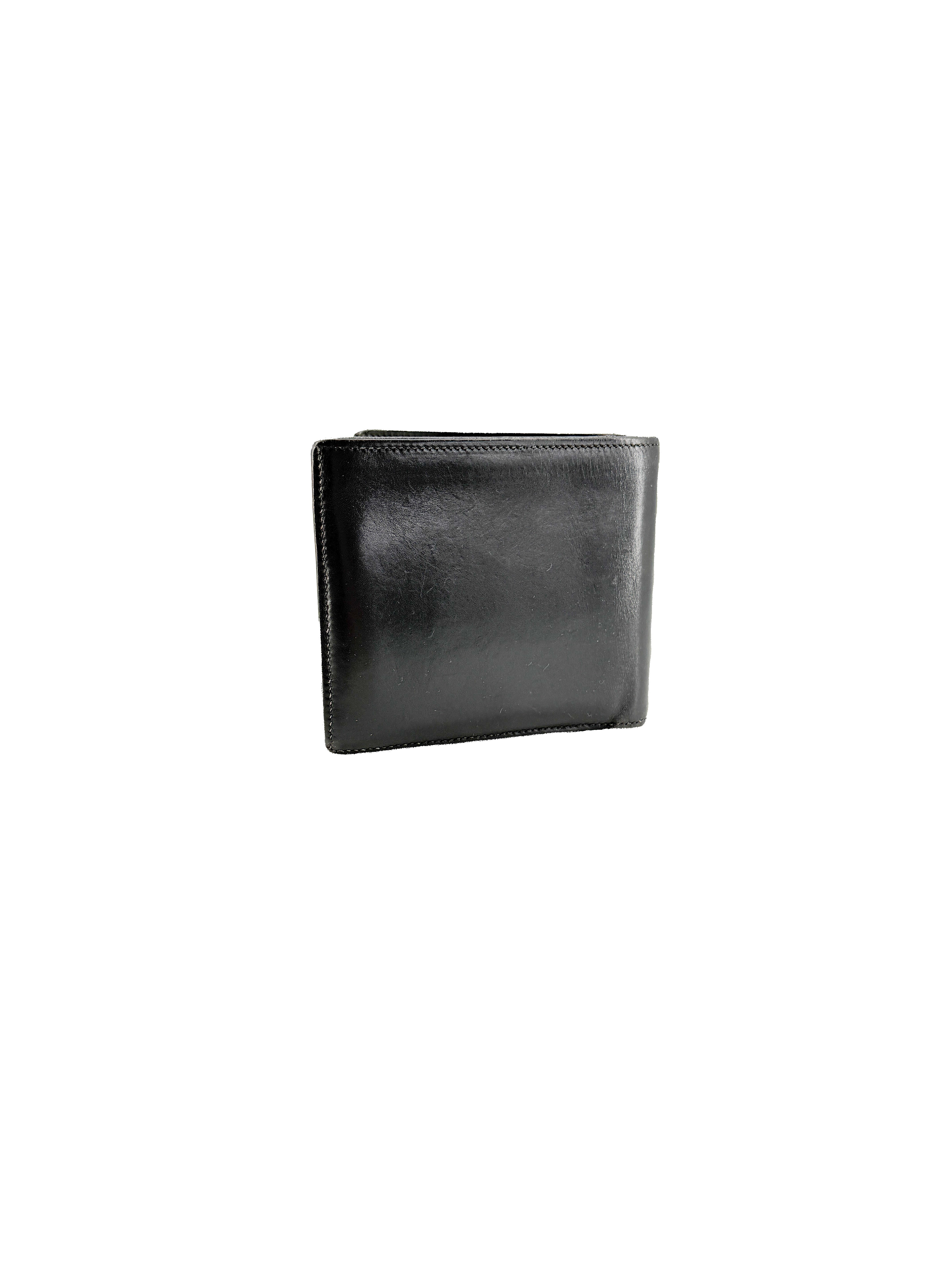Hermès black leather bifold wallet square E