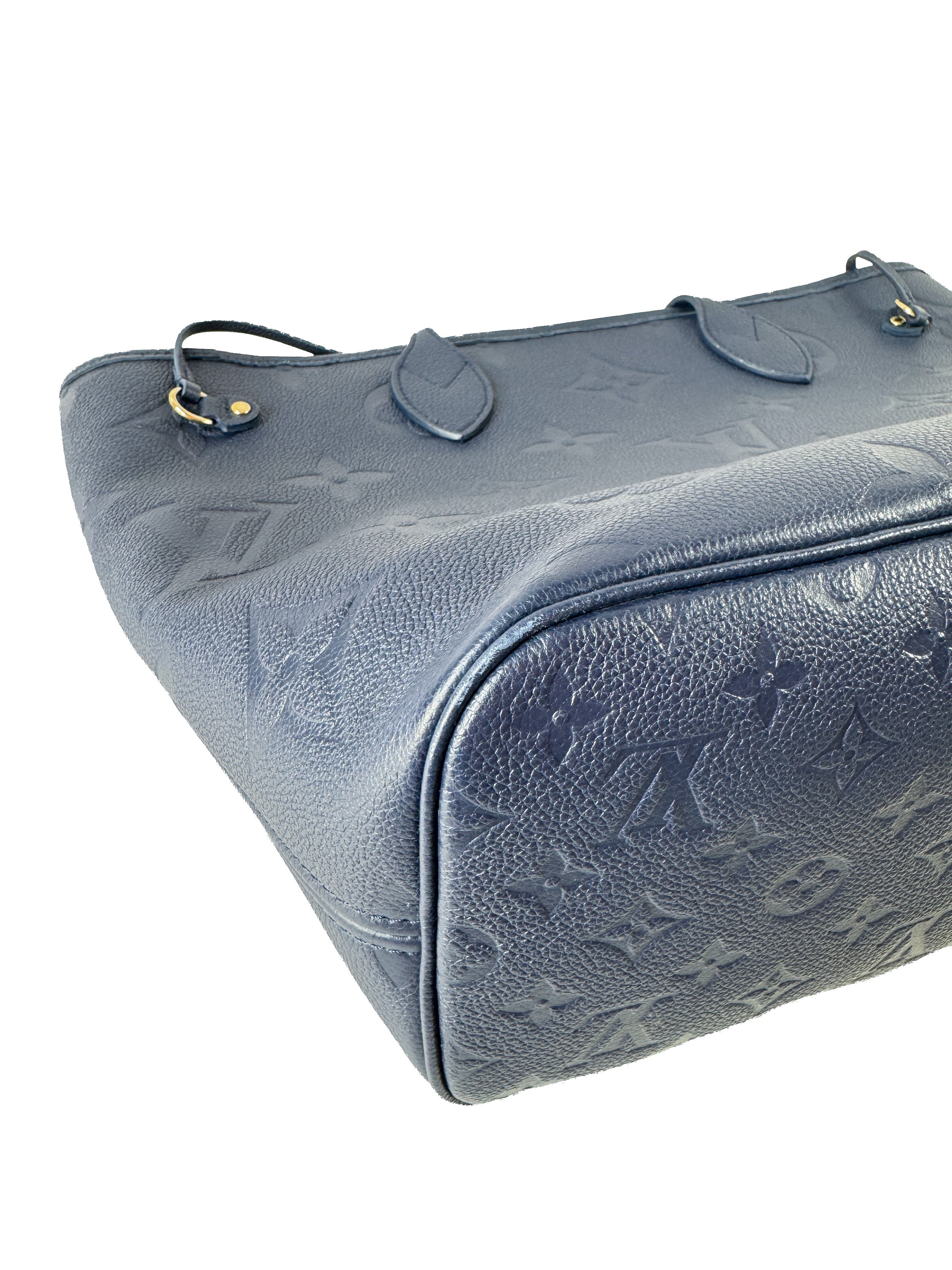 Louis Vuitton navy giant monogram empreinte Neverfull MM (NFC)