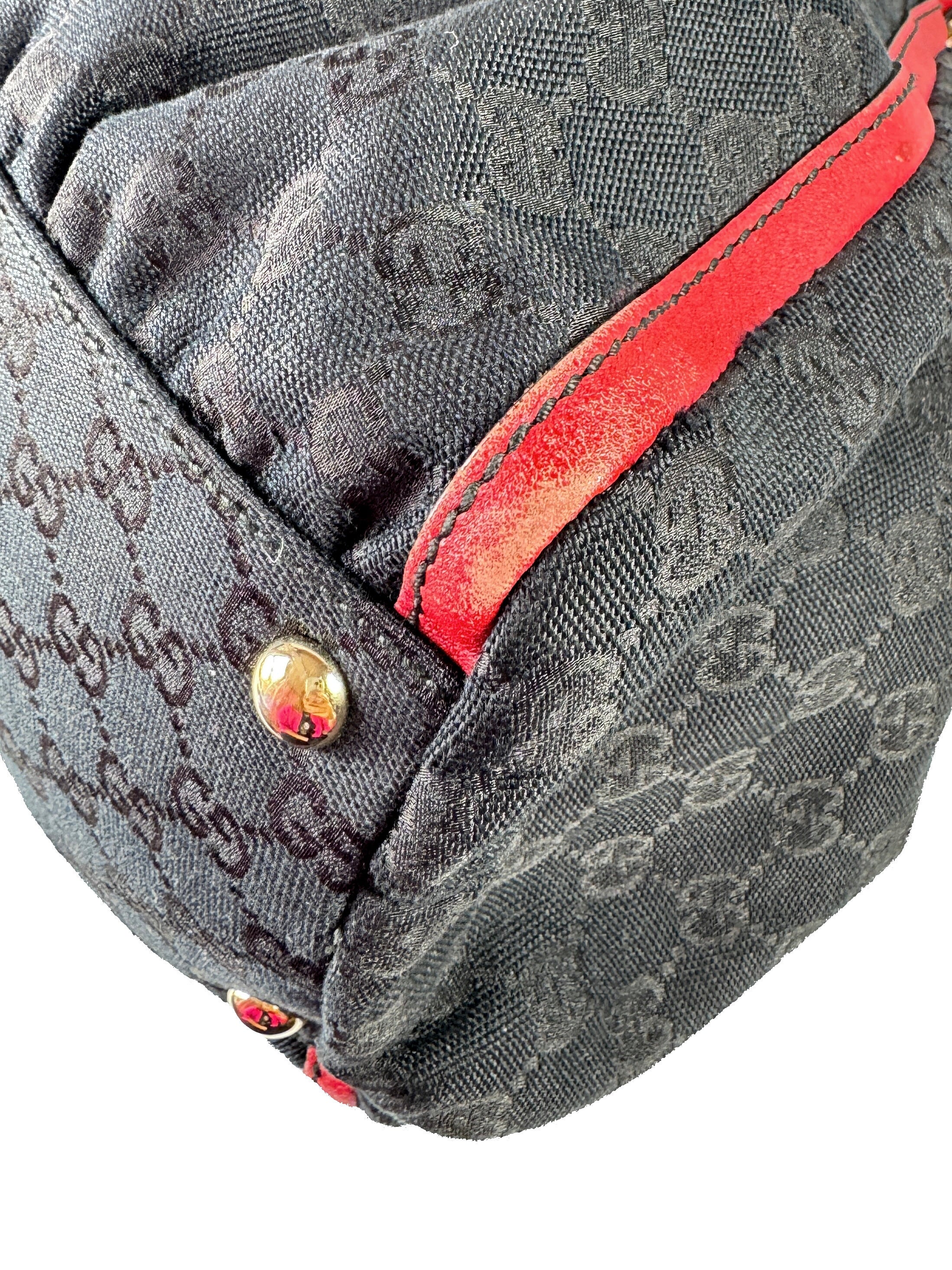 Gucci black red GG Abbey D-Ring shoulder bag 205011