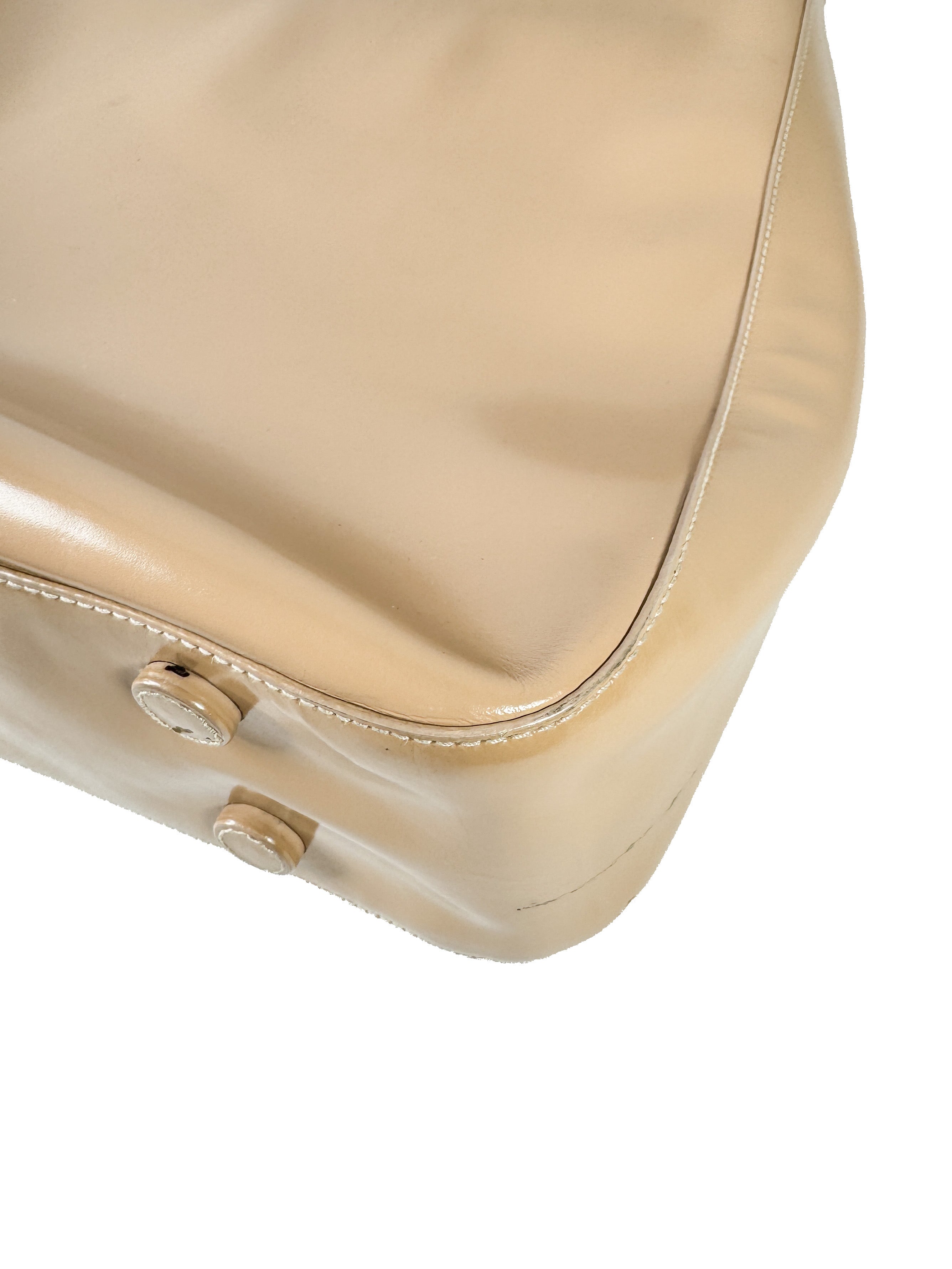 Prada beige patent leather Vitello Acciaio hobo 50