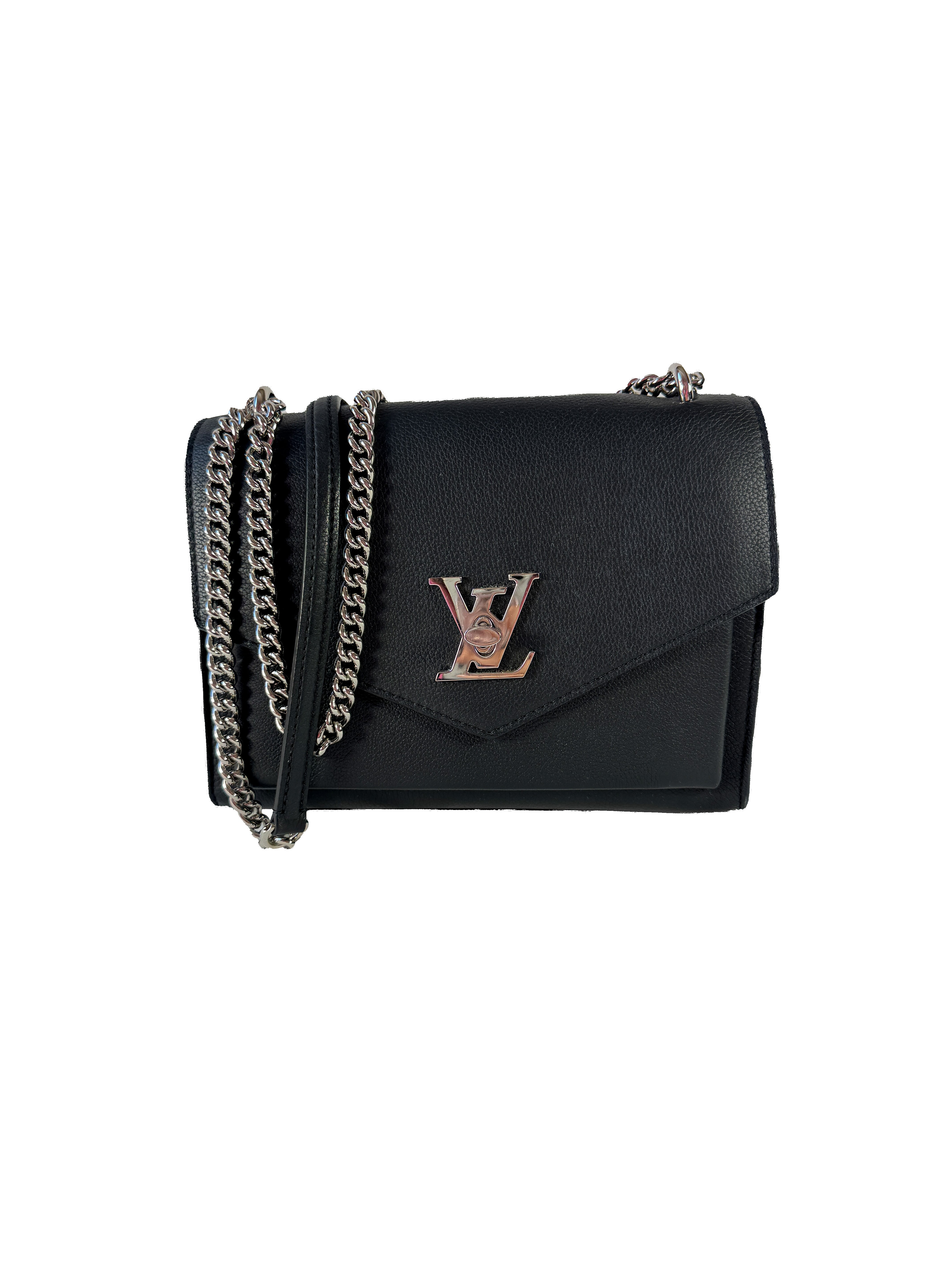 Louis Vuitton black leather mylockme chain BB calfskin bag BE0221