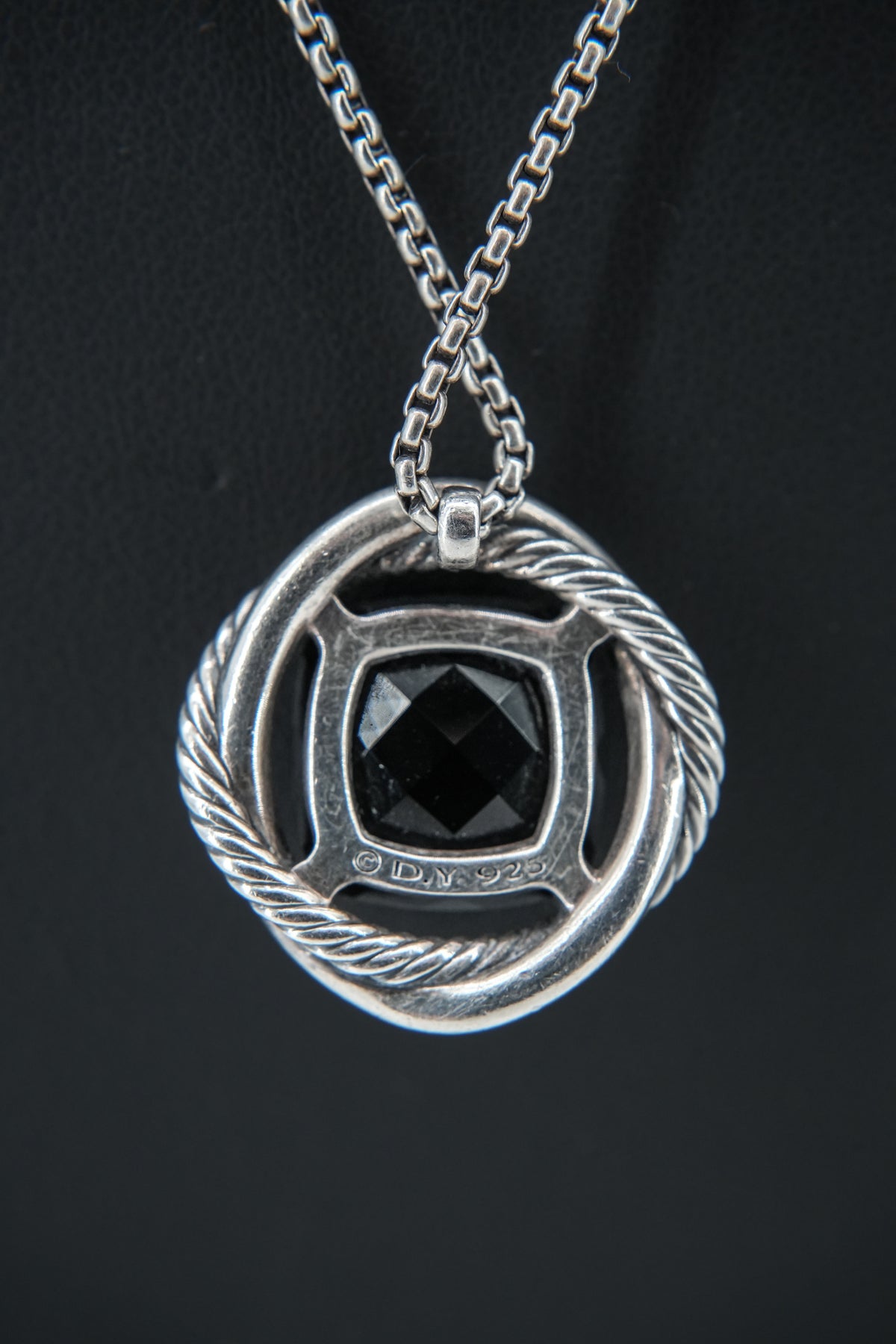 David Yurman sterling silver black onyx infinity pendant necklace