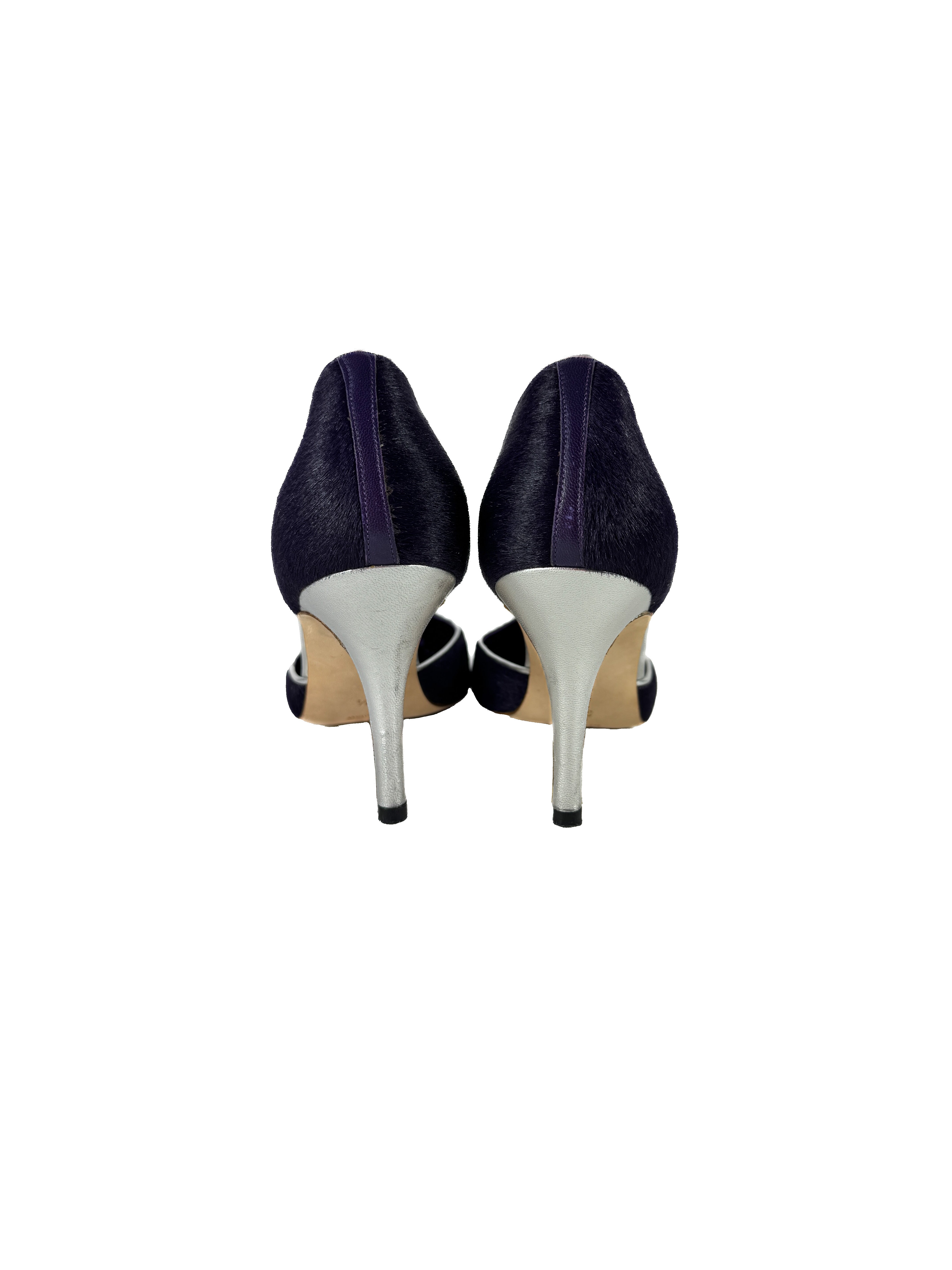 Manolo Blahnik purple calf hair pointed pumps size 38.5