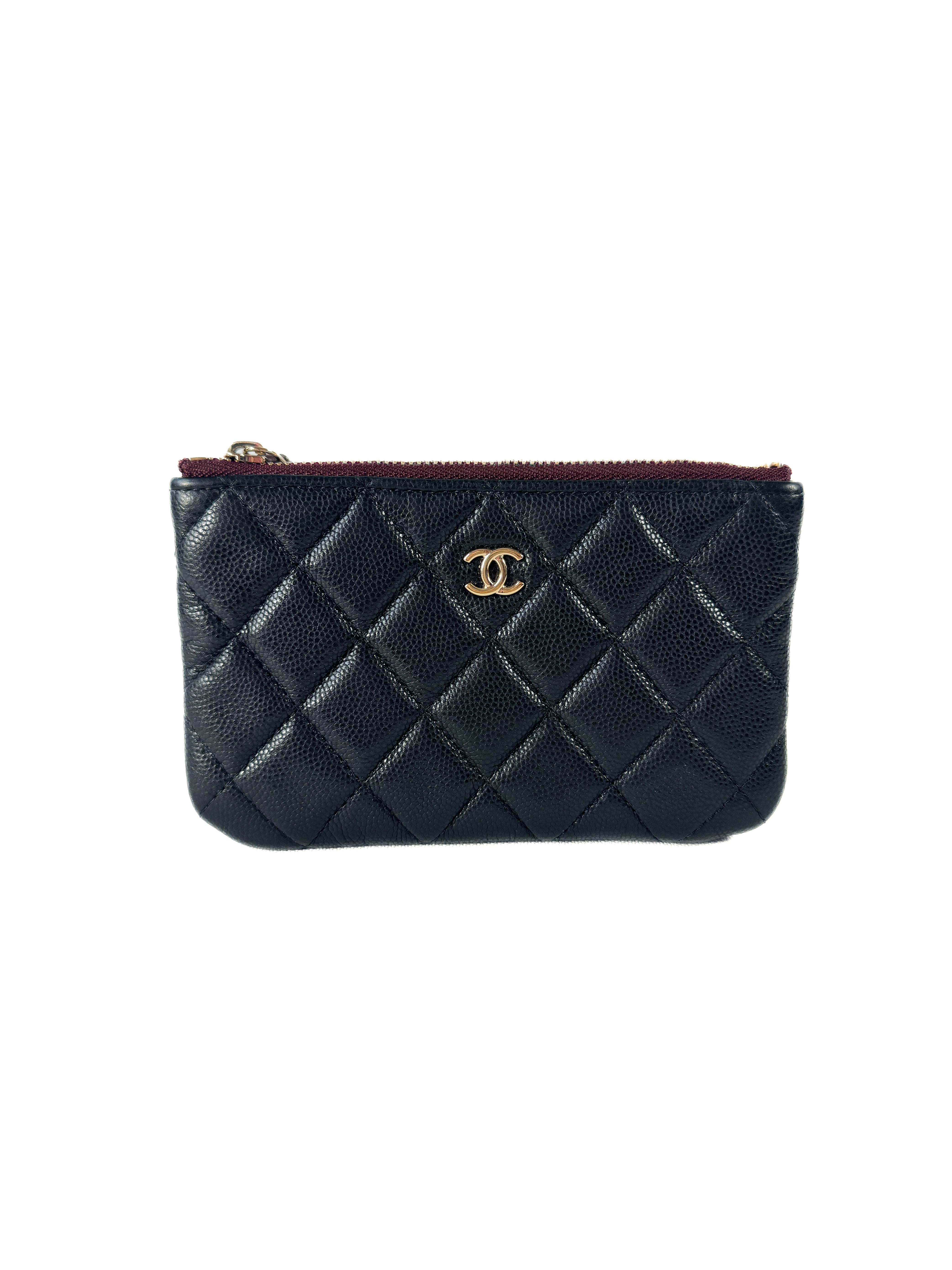 Chanel classic O case quilted caviar mini pouch 29396406