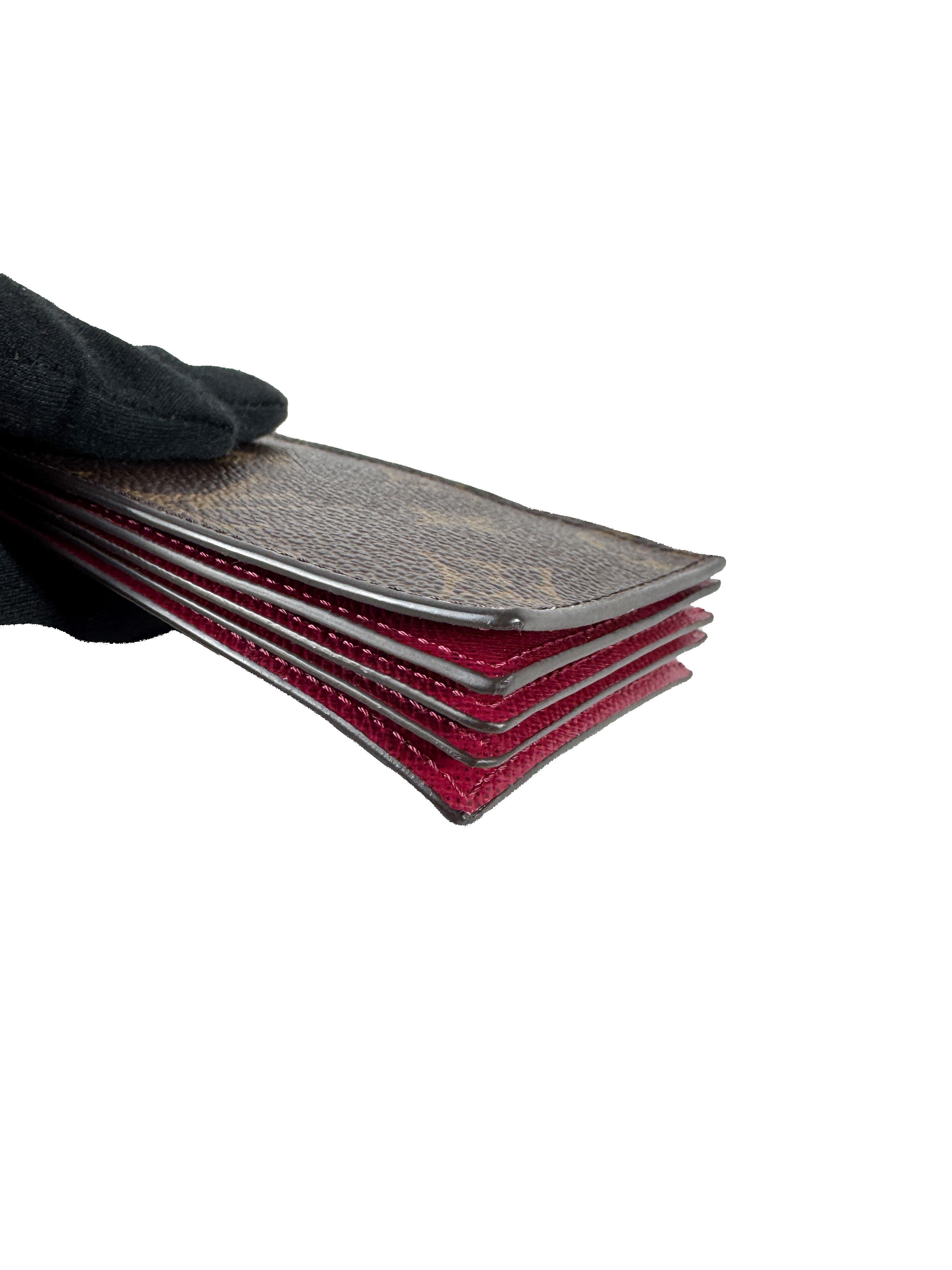 Louis Vuitton Monogram Gusset Card Holder dark pink FH3280